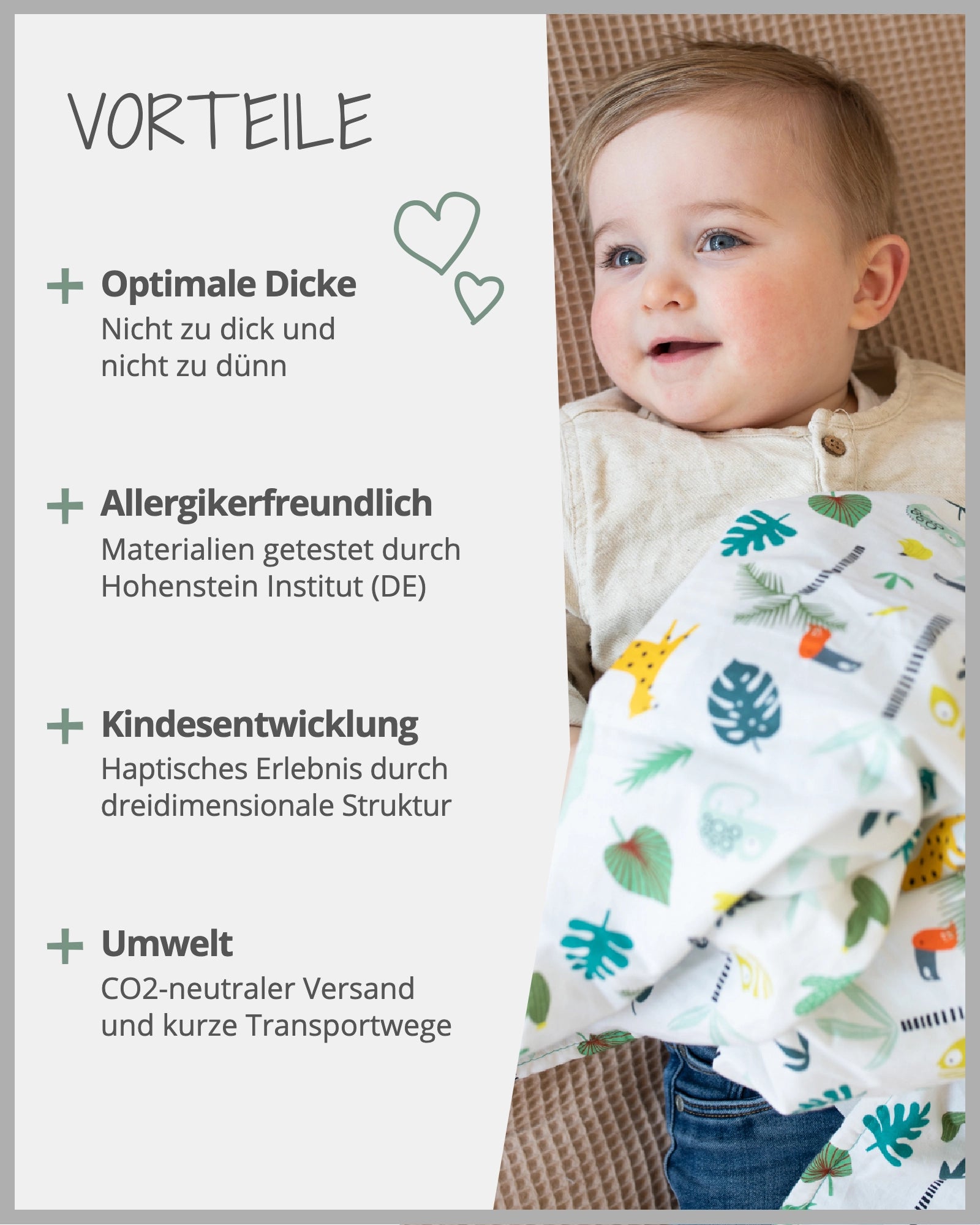Babydecke Salbeigrün Regenwald-ULLENBOOM Baby