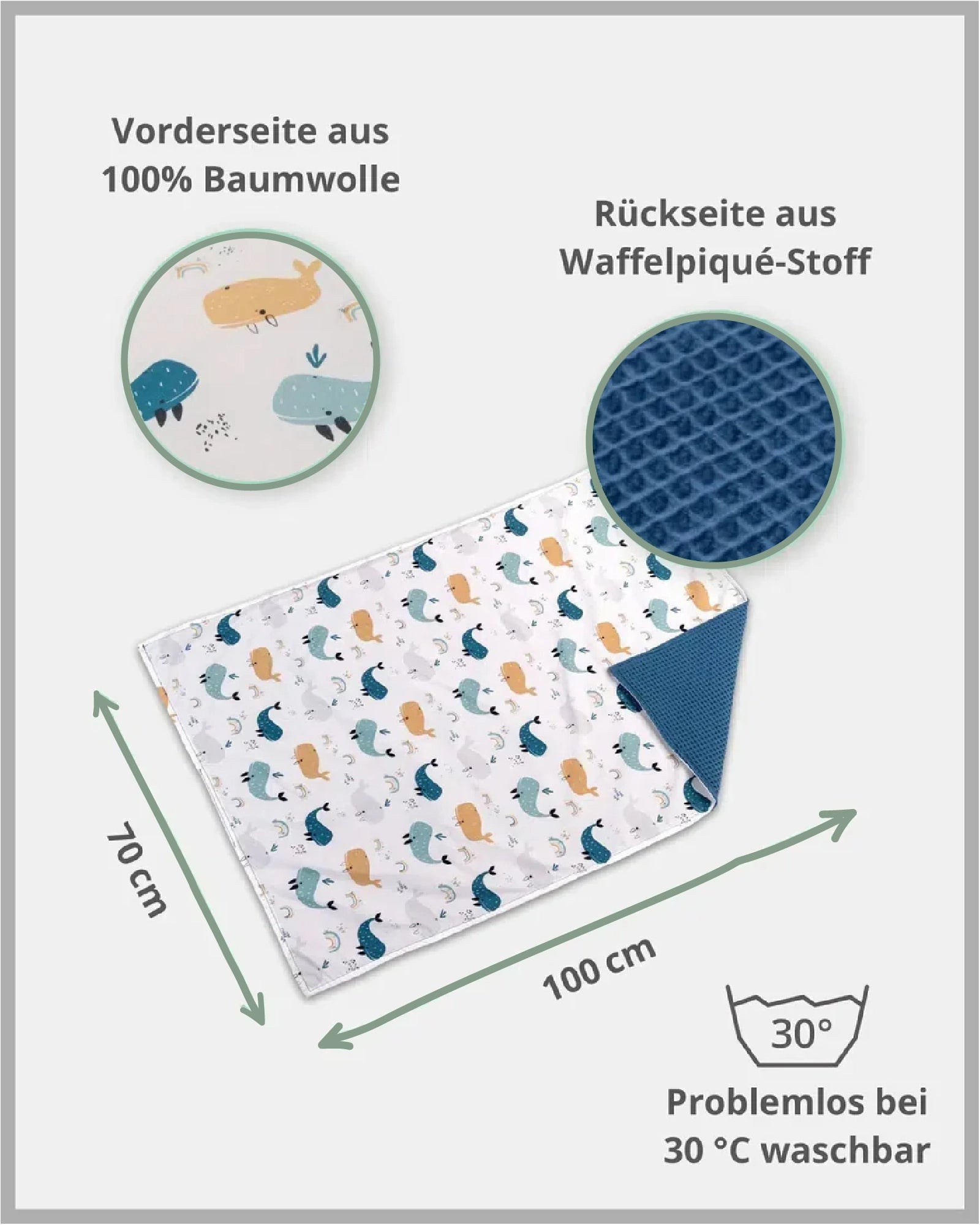Babydecke BLAU WALE-ULLENBOOM Baby