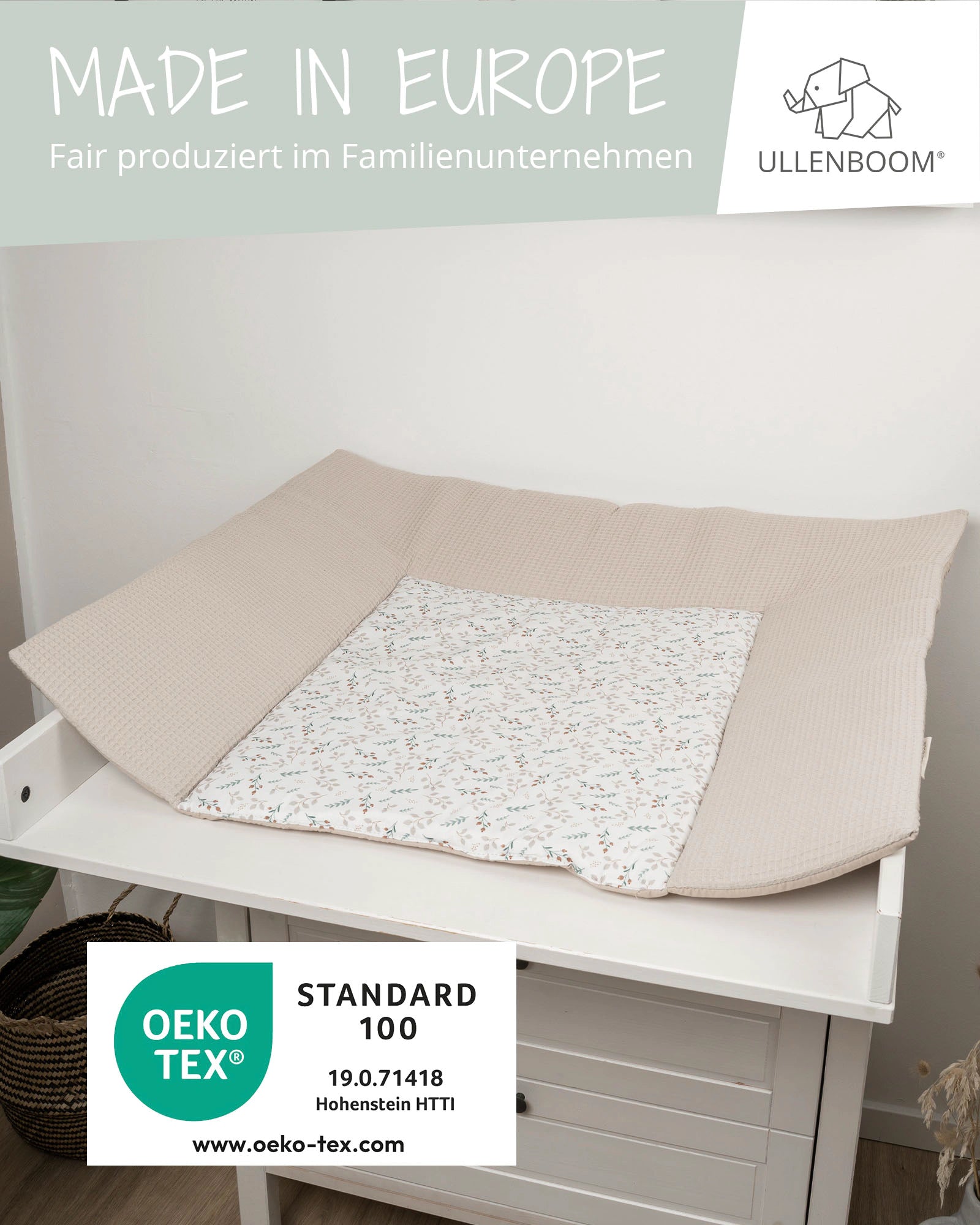 Wickelauflage Floral Sand-Gepolstere Wickelauflagen-ULLENBOOM Baby