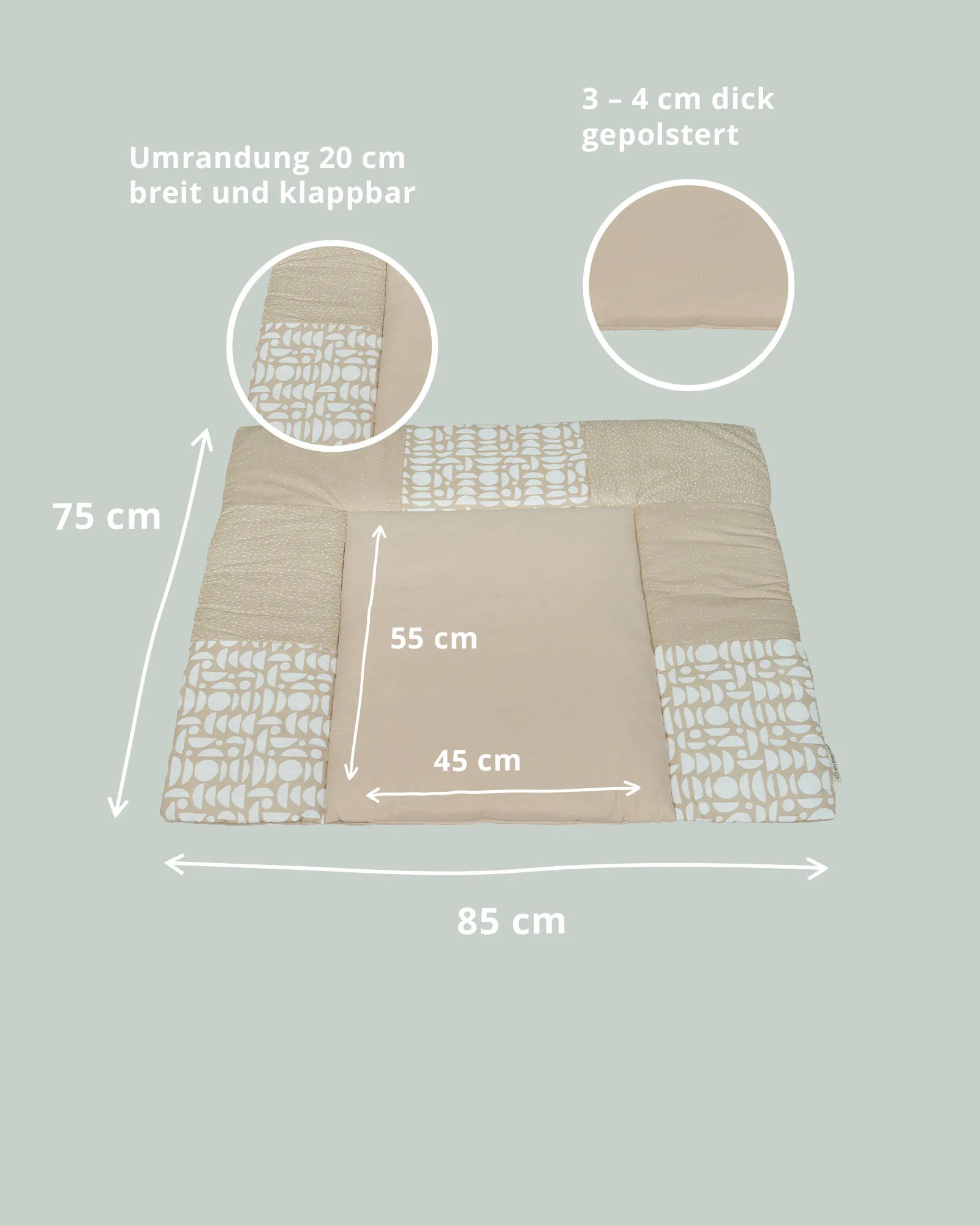 Wickelauflage Classic Sand-Gepolstere Wickelauflagen-ULLENBOOM Baby