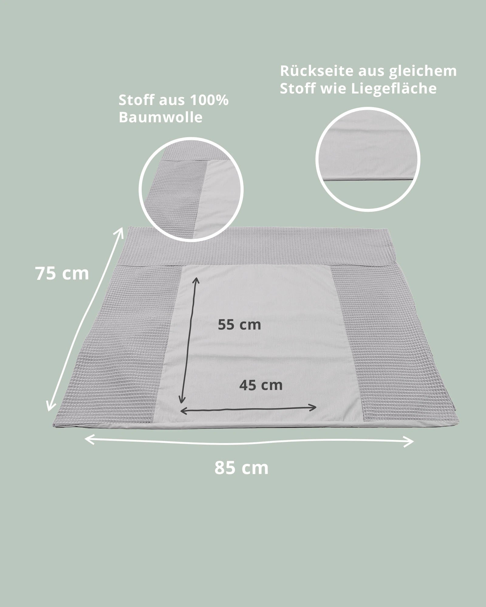 Wickelauflagen-Bezug Waffelpiqué Grau-Wickelauflagen-Bezüge-ULLENBOOM Baby