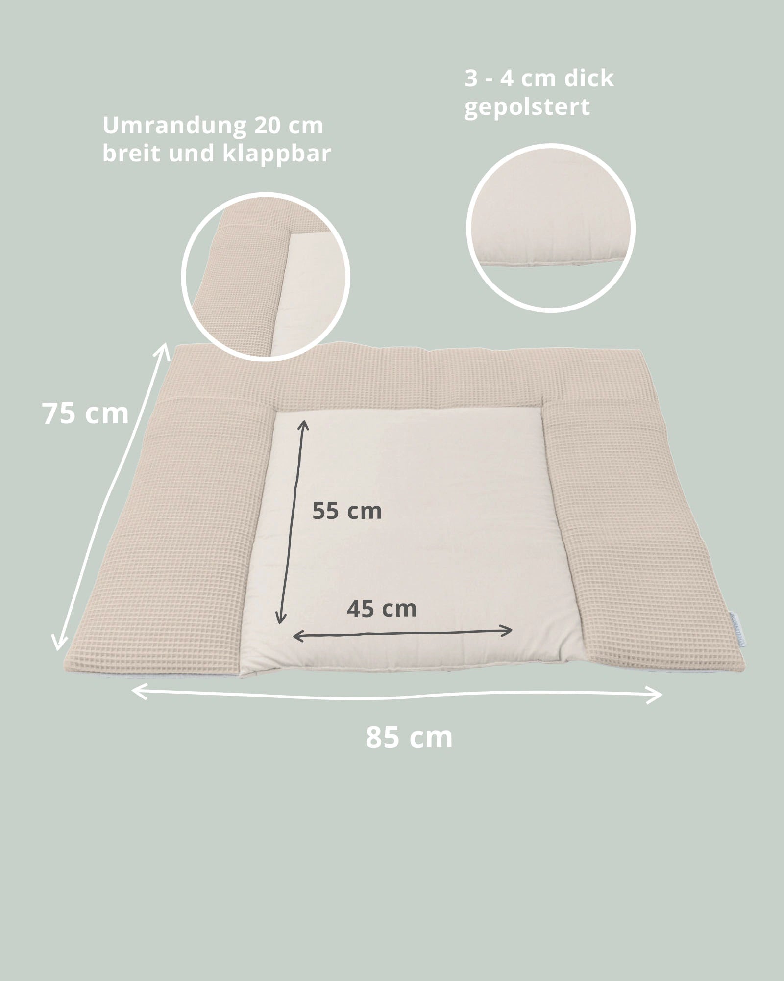 Wickelauflage Waffelpiqué Sand