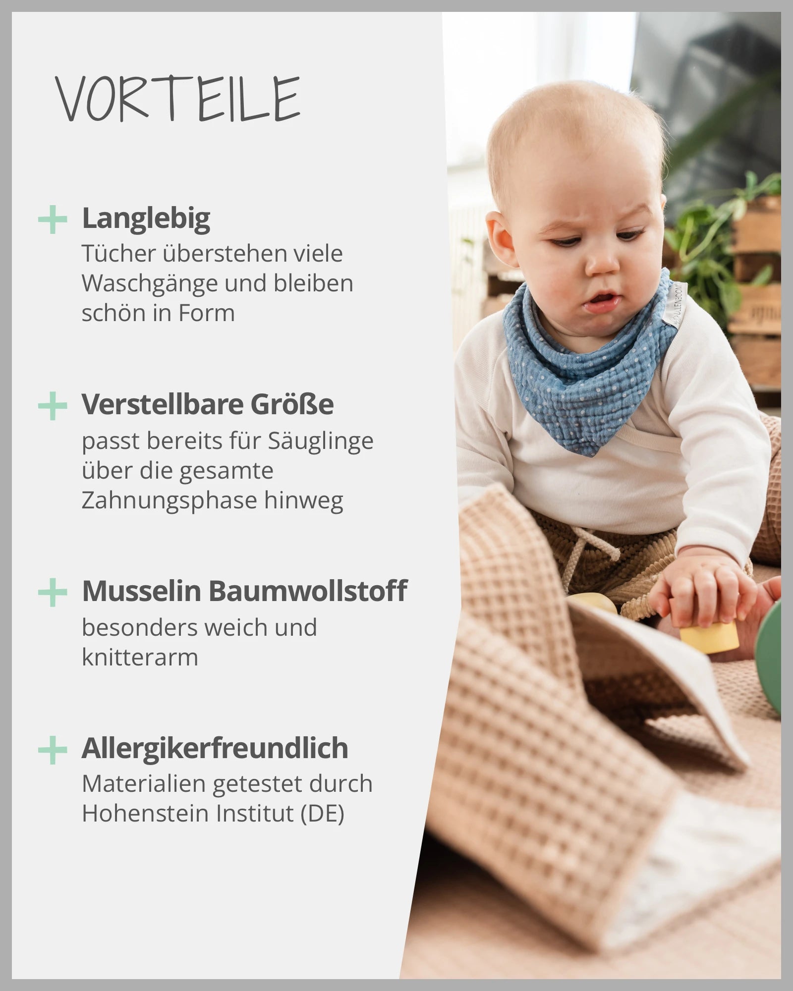 Dreieckstuch MUSSELIN SALBEIGRÜN-ULLENBOOM Baby