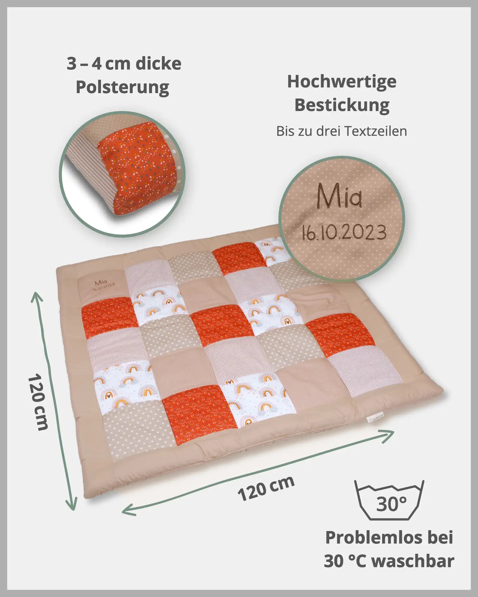 Krabbeldecke REGENBOGEN-Personalisierbare Krabbeldecke Regenebogen ULLENBOOM®-ULLENBOOM Baby