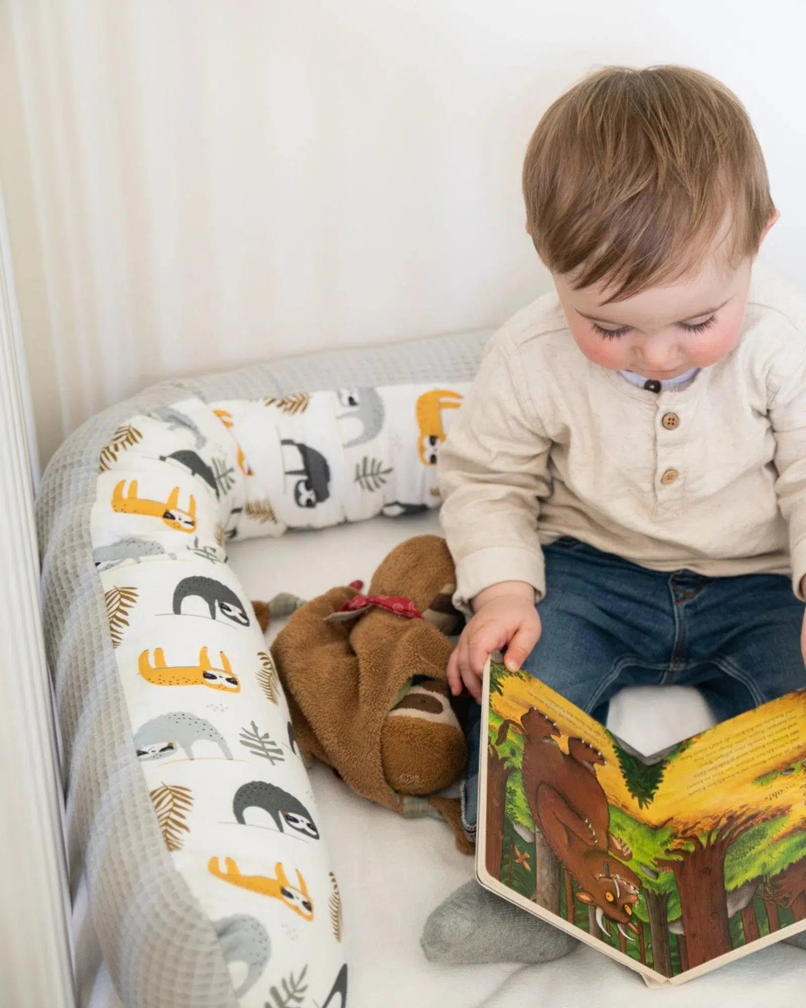 Baby Bettschlange WAFFELPIQUÈ GRAU FAULTIERE-ULLENBOOM-ULLENBOOM Baby