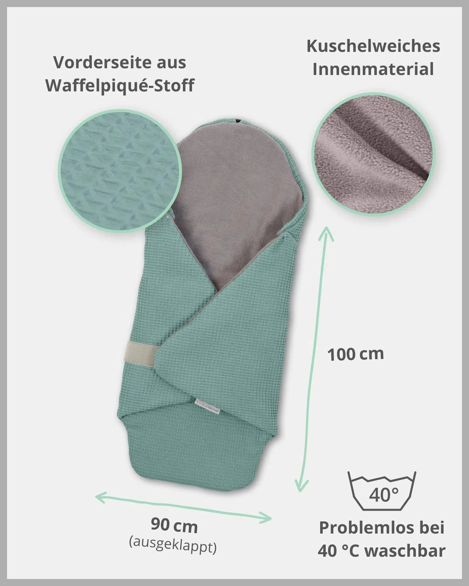 Einschlagdecke Waffelpiqué SALBEIGRÜN-ULLENBOOM-2.5 TOG Ganzjahr-ULLENBOOM Baby