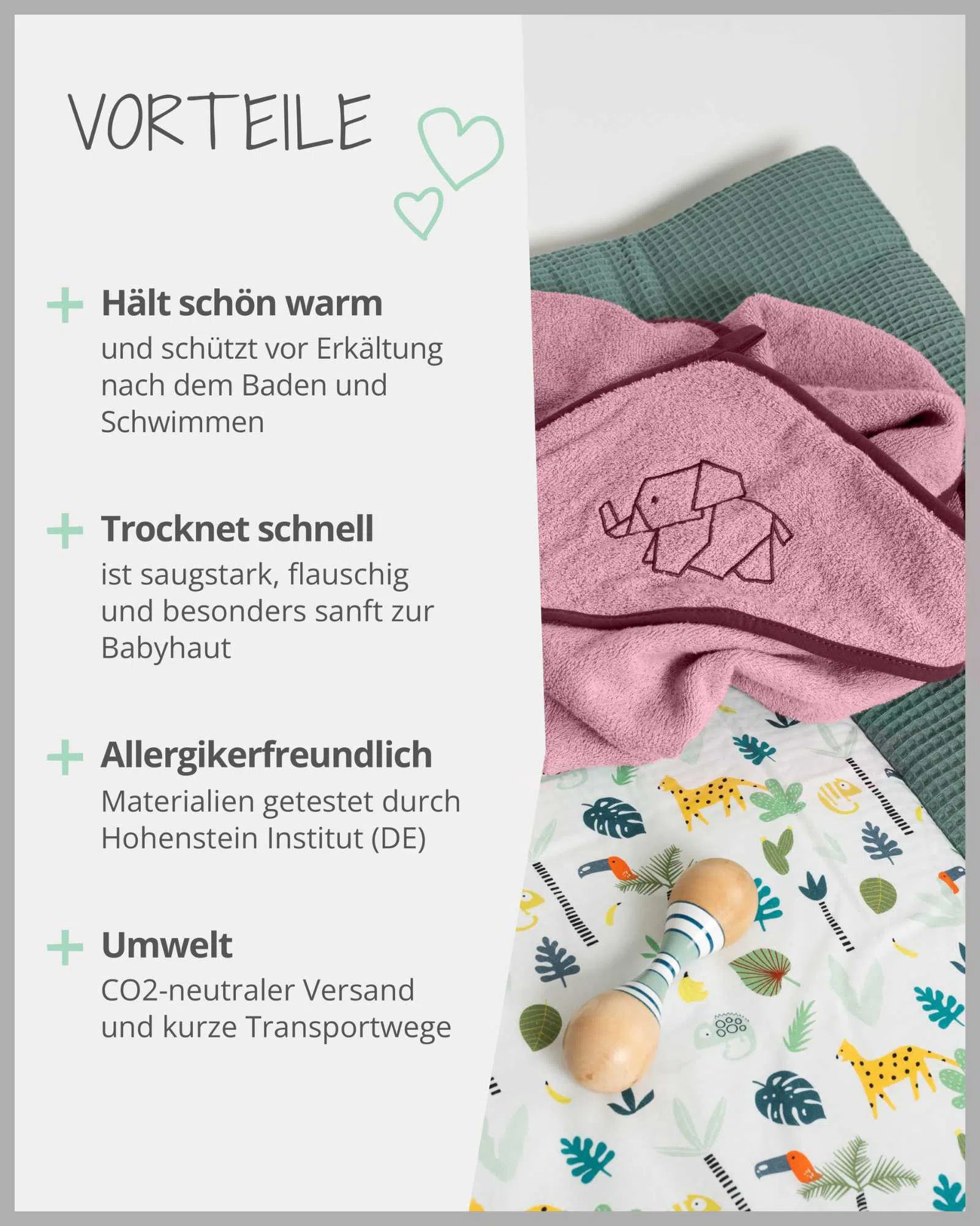 Kapuzenhandtuch ROSA-Handtuch-ULLENBOOM Baby-75 x 75 cm-ULLENBOOM Baby