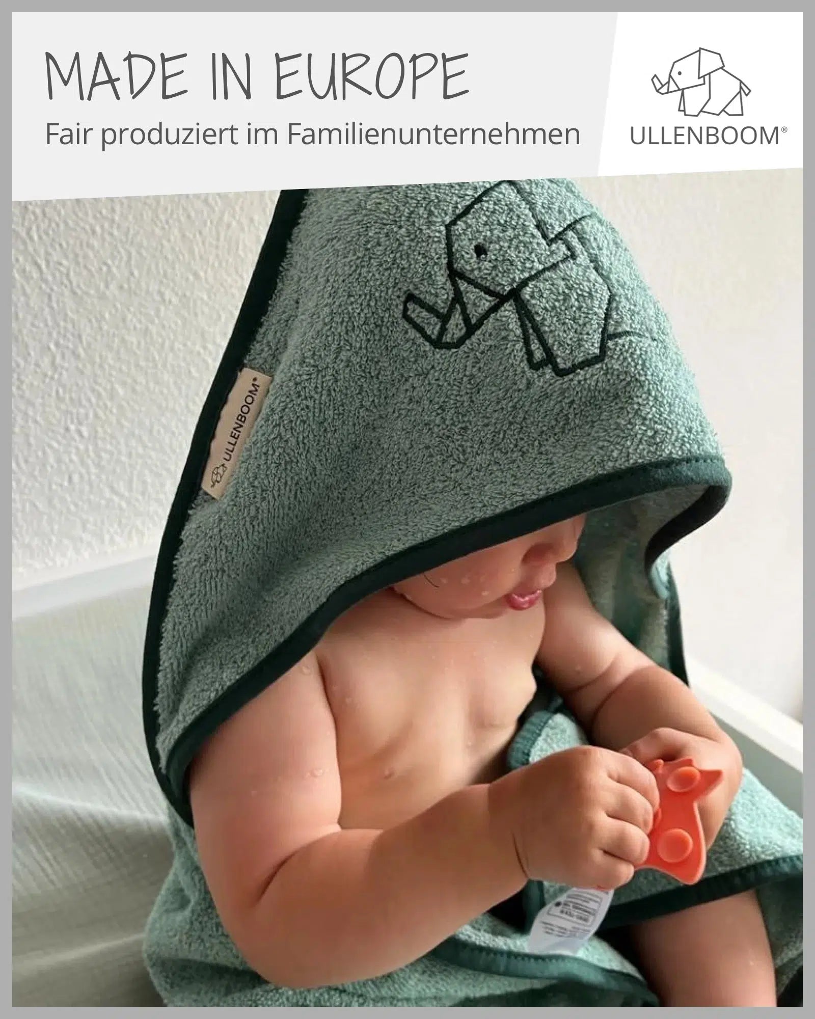 Kapuzenhandtuch SALBEIGRÜN-Handtuch-ULLENBOOM Baby-75 x 75 cm-ULLENBOOM Baby