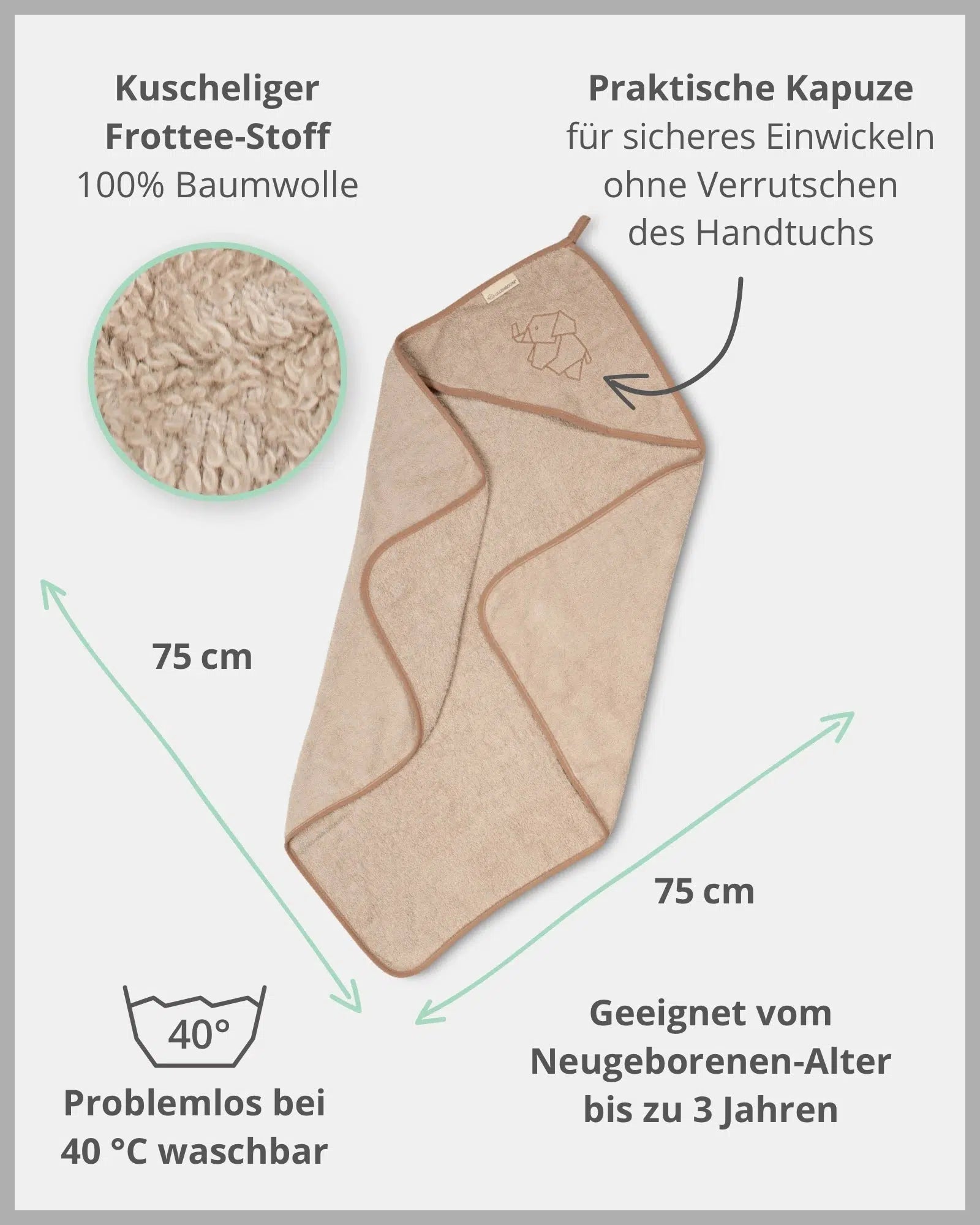 Kapuzenhandtuch SAND-Handtuch-ULLENBOOM Baby-75 x 75 cm-ULLENBOOM Baby