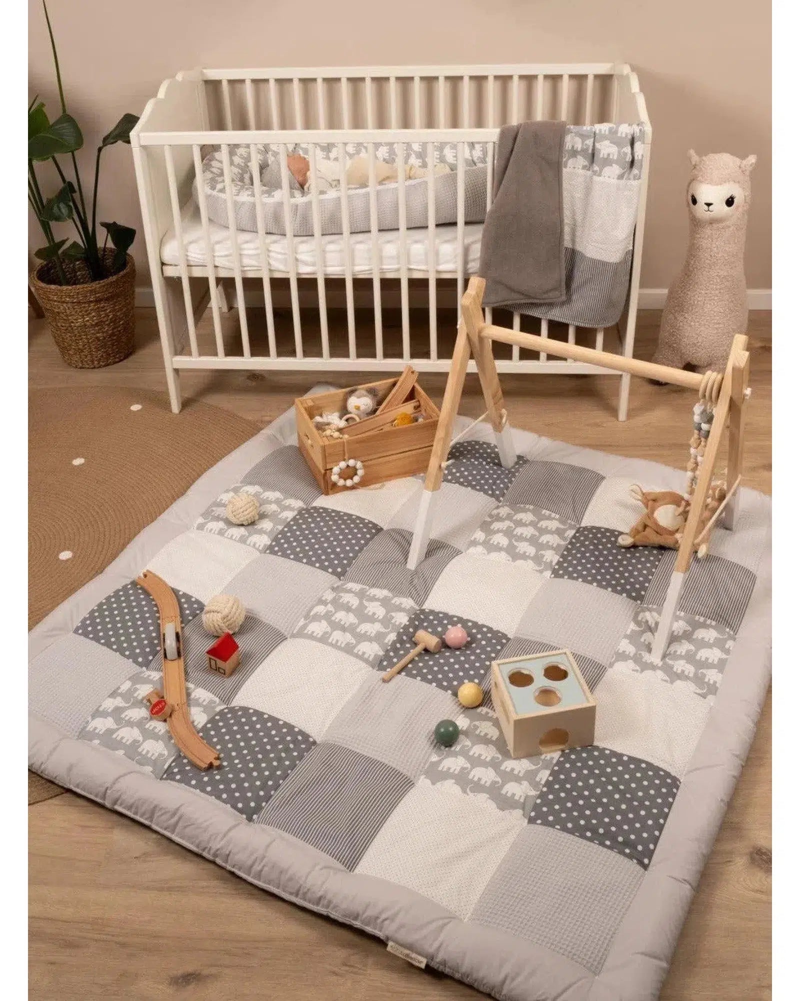 Krabbeldecke & Laufgittereinlage GRAU ELEFANT-ULLENBOOM-ULLENBOOM Baby