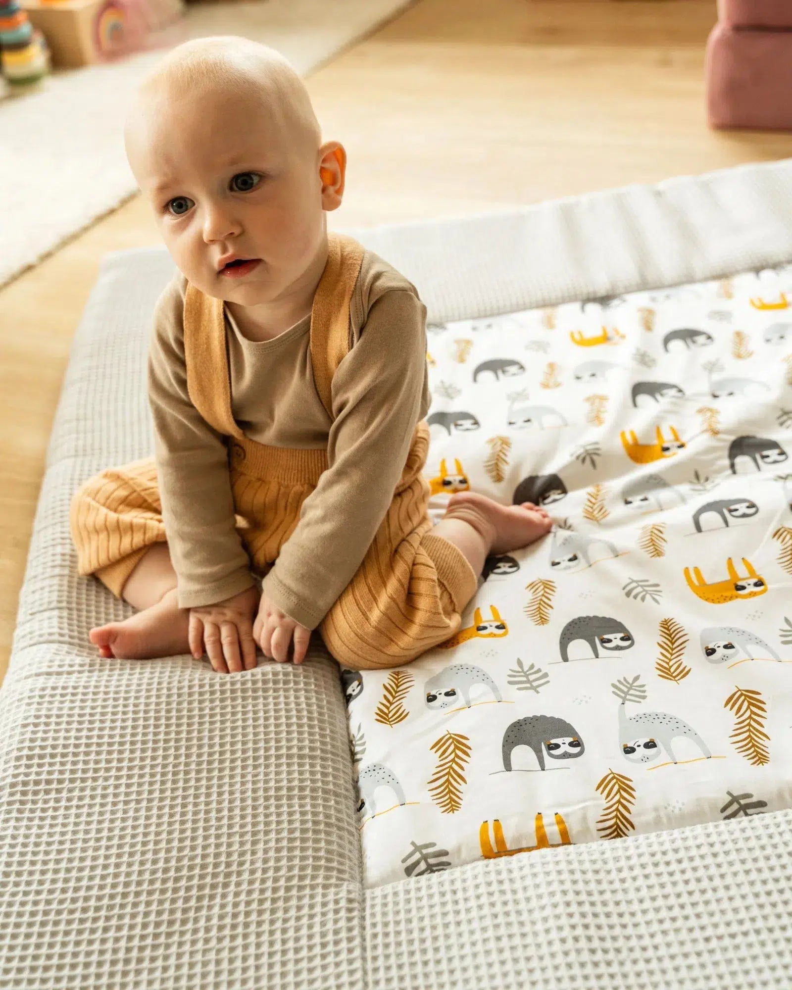 Krabbeldecke & Laufgittereinlage WAFFELPIQUÉ GRAU FAULTIERE-ULLENBOOM-ULLENBOOM Baby
