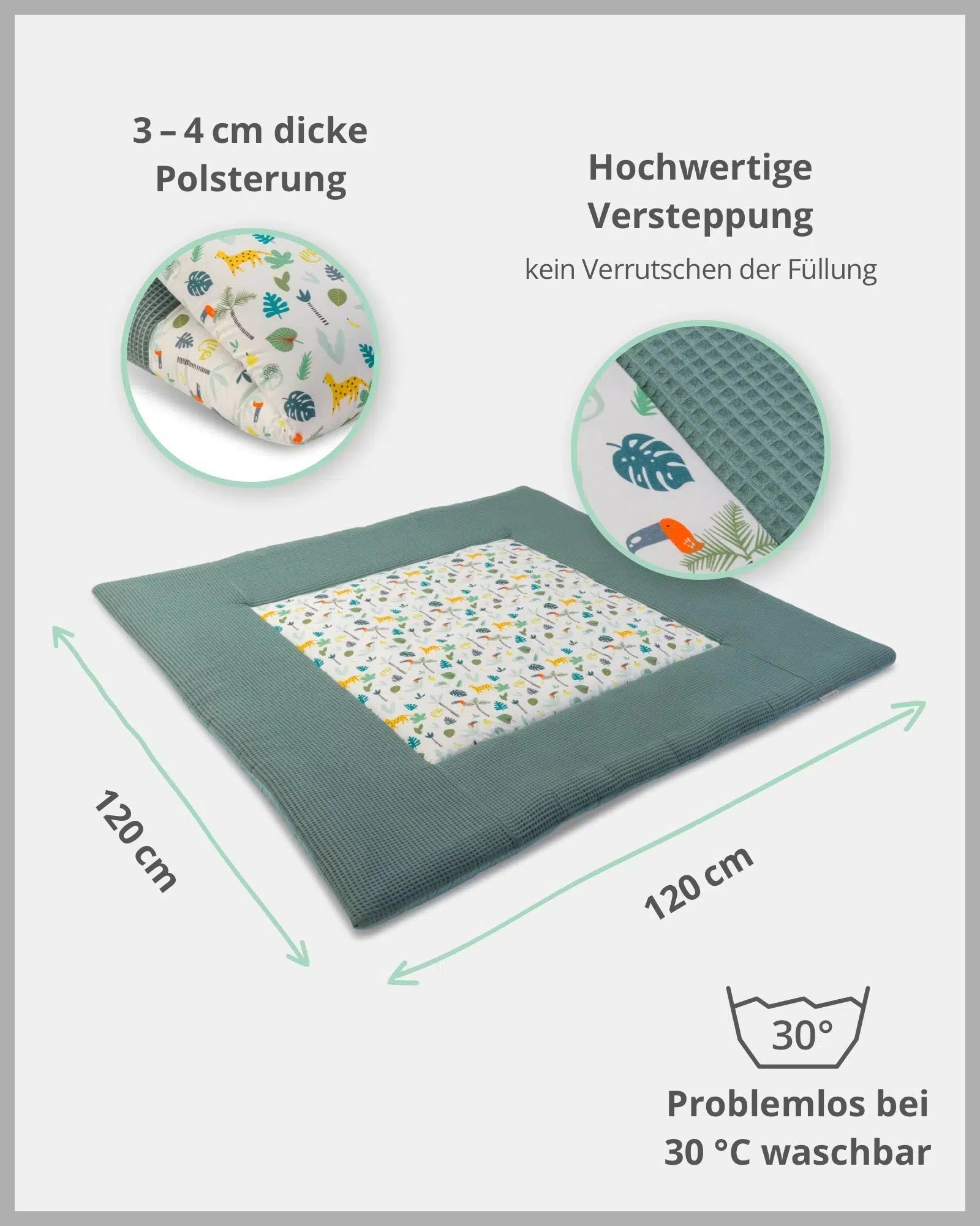 Krabbeldecke SALBEIGRÜN REGENWALD-ULLENBOOM Baby-ULLENBOOM Baby