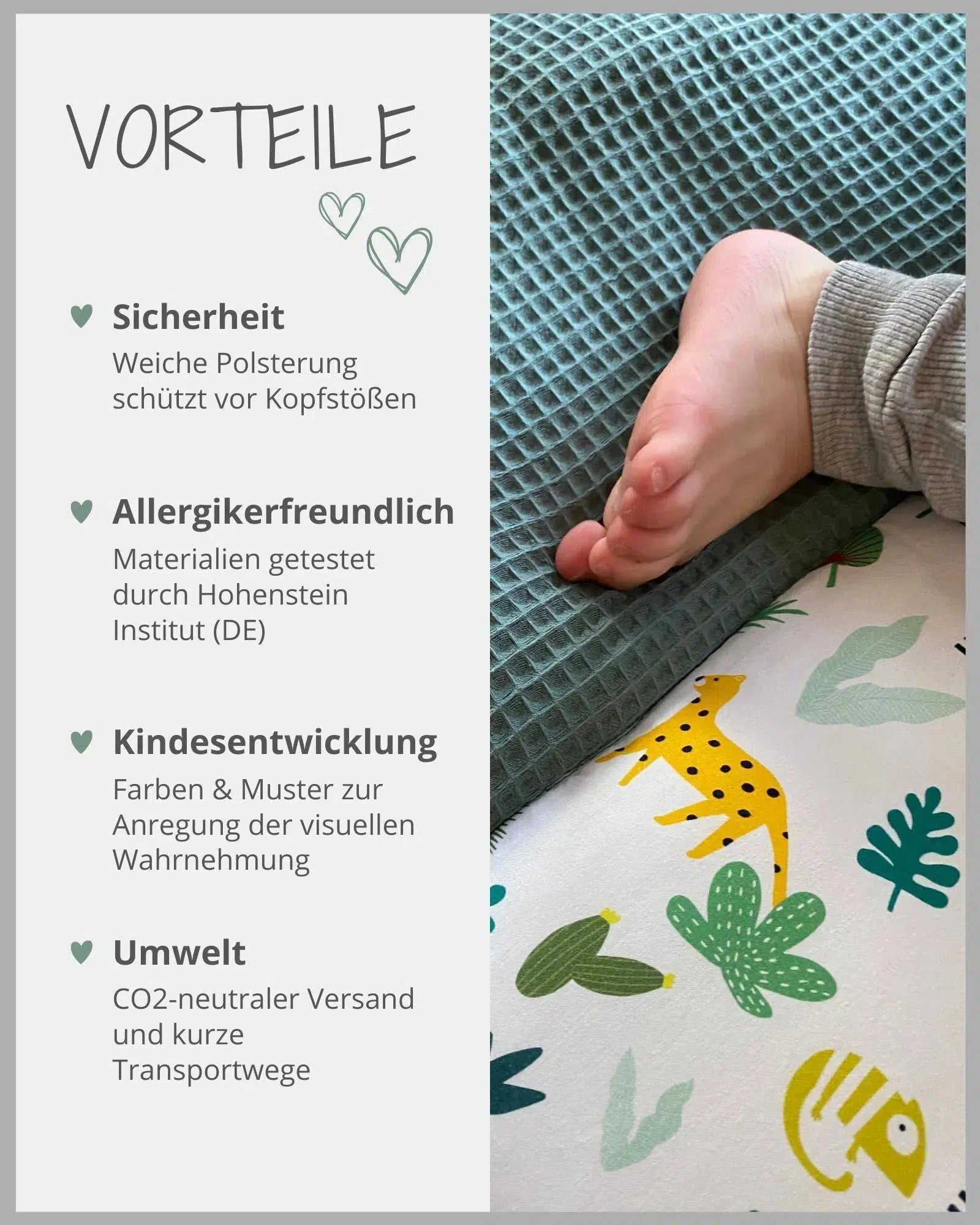 Krabbeldecke & Laufgittereinlage WAFFELPIQUÉ SALBEIGRÜN REGENWALD-ULLENBOOM-ULLENBOOM Baby