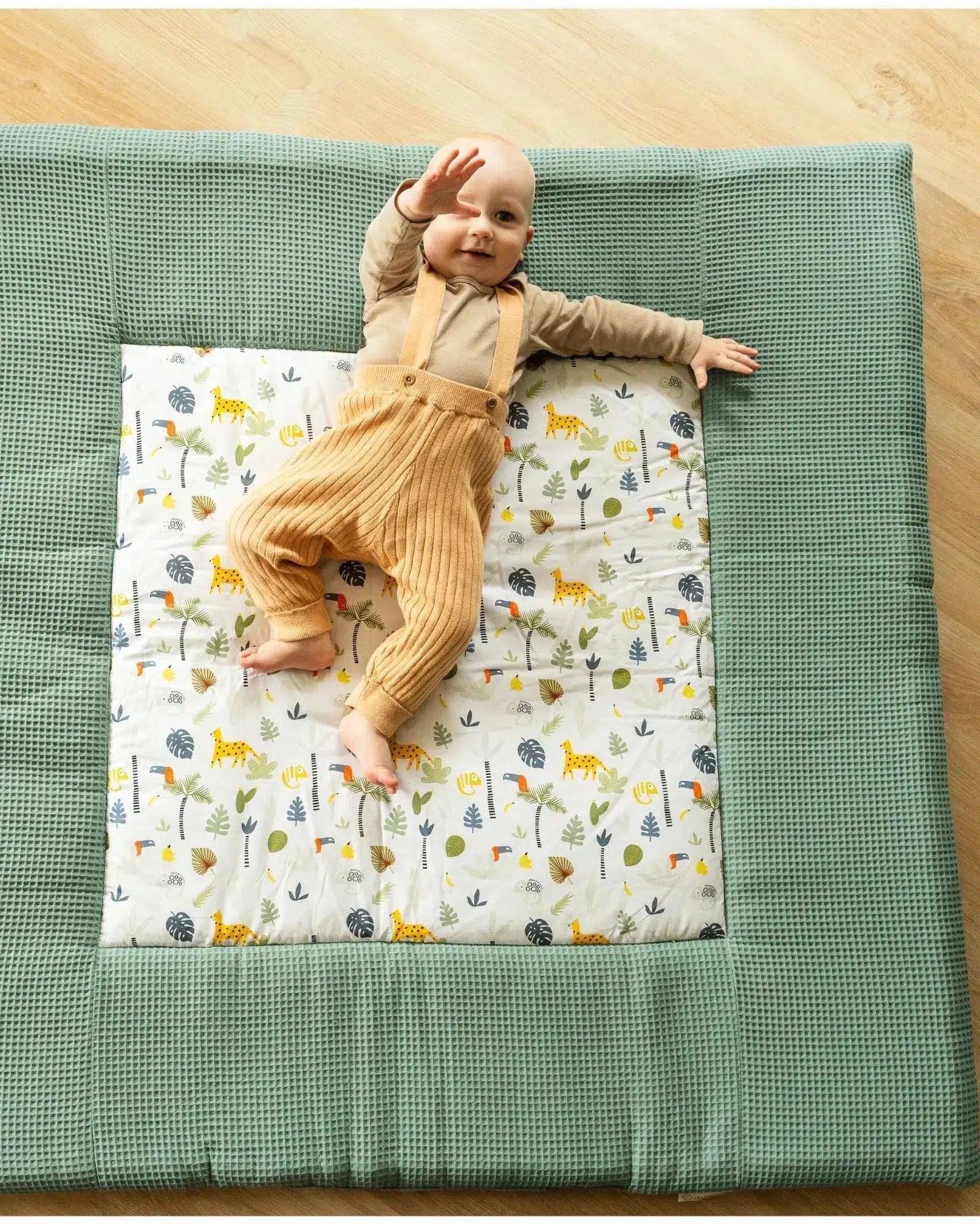 Krabbeldecke & Laufgittereinlage WAFFELPIQUÉ SALBEIGRÜN REGENWALD-ULLENBOOM-ULLENBOOM Baby