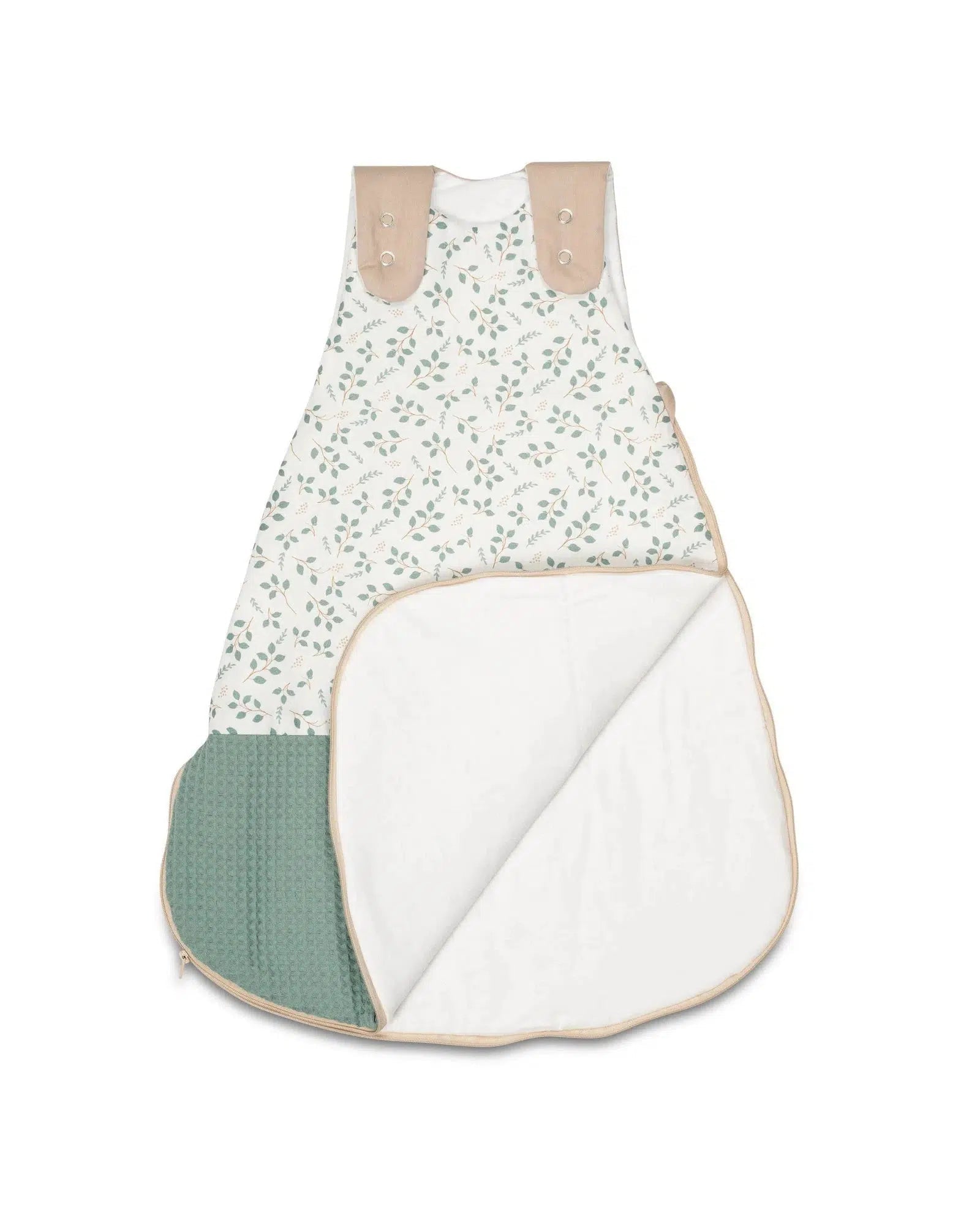 Baby Schlafsack Waffelpiqué Motiv FLORAL GRÜN-ULLENBOOM-0-4 Monate | 56-62 cm-ULLENBOOM Baby