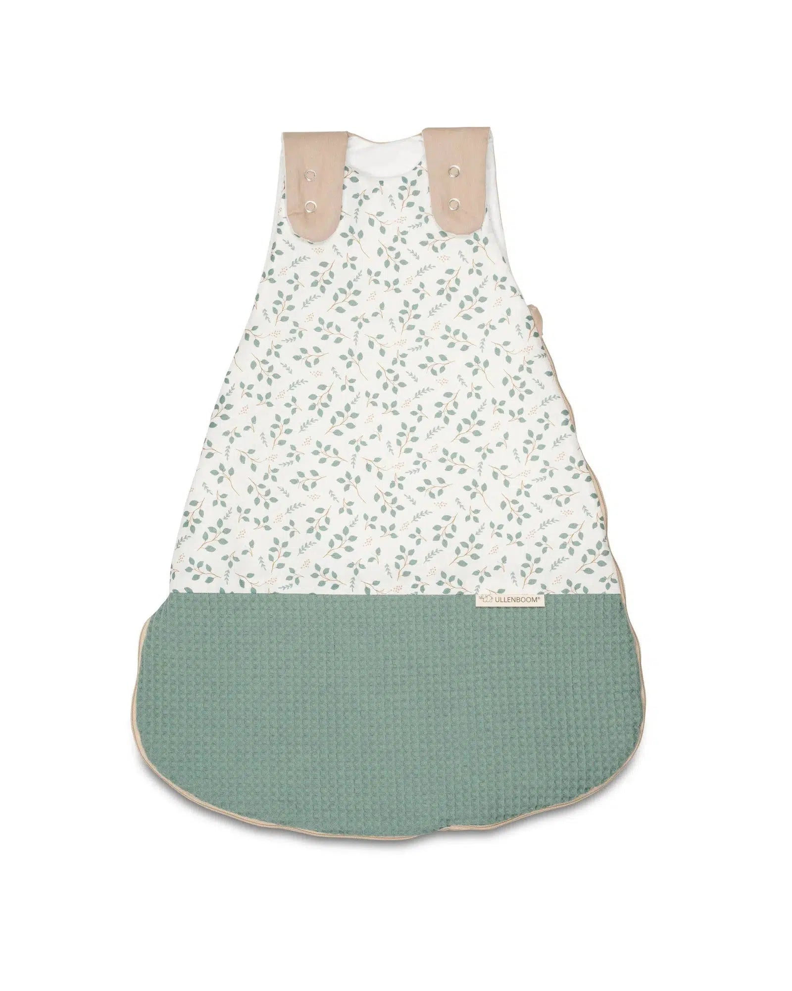 Baby Schlafsack Waffelpiqué Motiv FLORAL GRÜN-ULLENBOOM-0-4 Monate | 56-62 cm-ULLENBOOM Baby