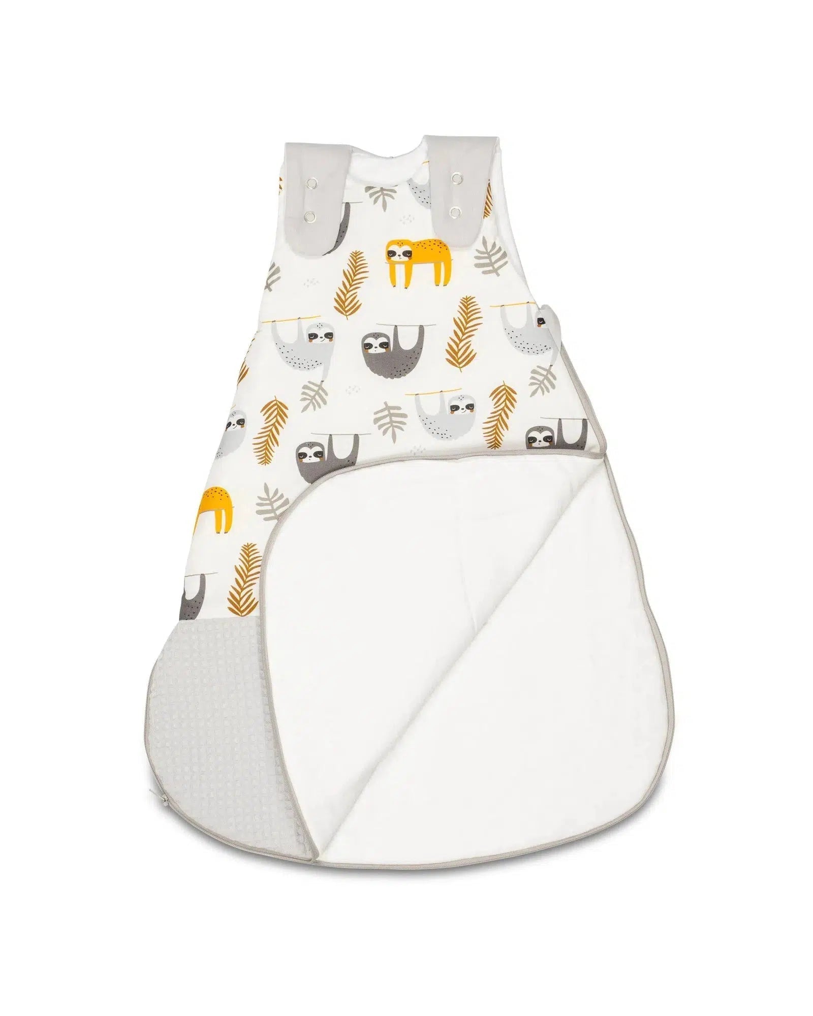 Baby Schlafsack Waffelpiqué Motiv GRAU FAULTIERE-ULLENBOOM-0-4 Monate | 56-62 cm-ULLENBOOM Baby