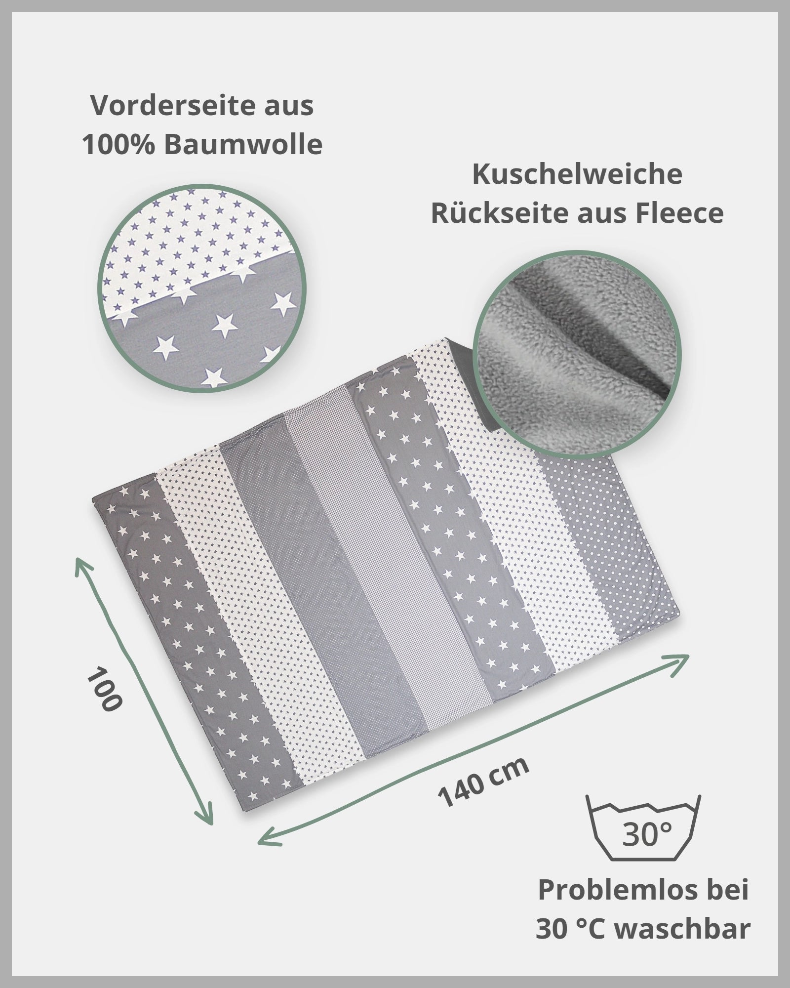 Babydecke GRAUE STERNE-ULLENBOOM Baby
