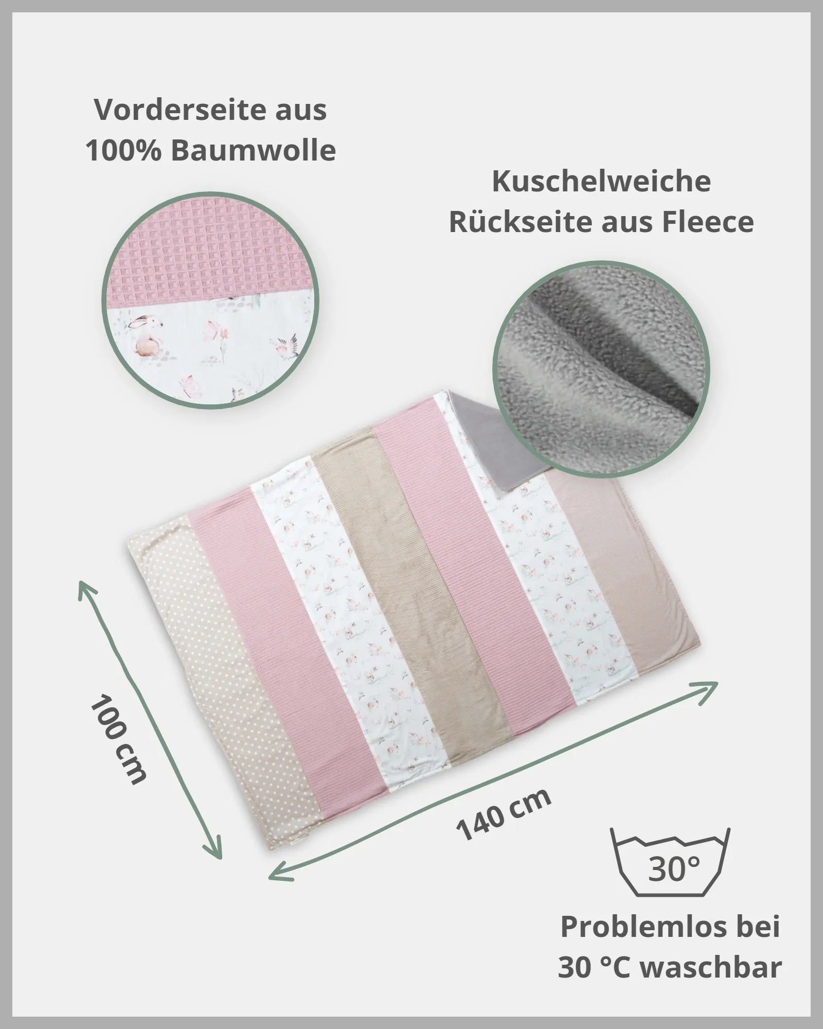 Babydecke MÄRCHENWALD-Babydecke, baumwolle, bio, kinderwagen, Märchenwald, NEU, Patchwork, Schlafen & Kuscheln, sommer, winter_ULLENBOOM® Baby