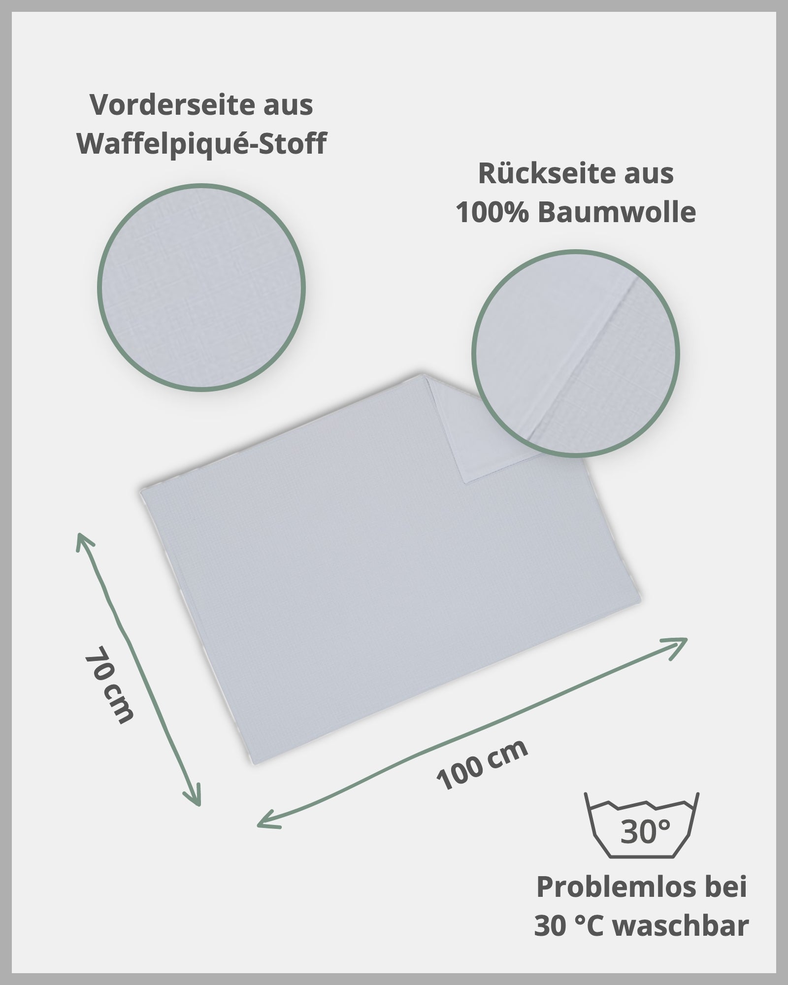Babydecke Waffelpiqué GRAU