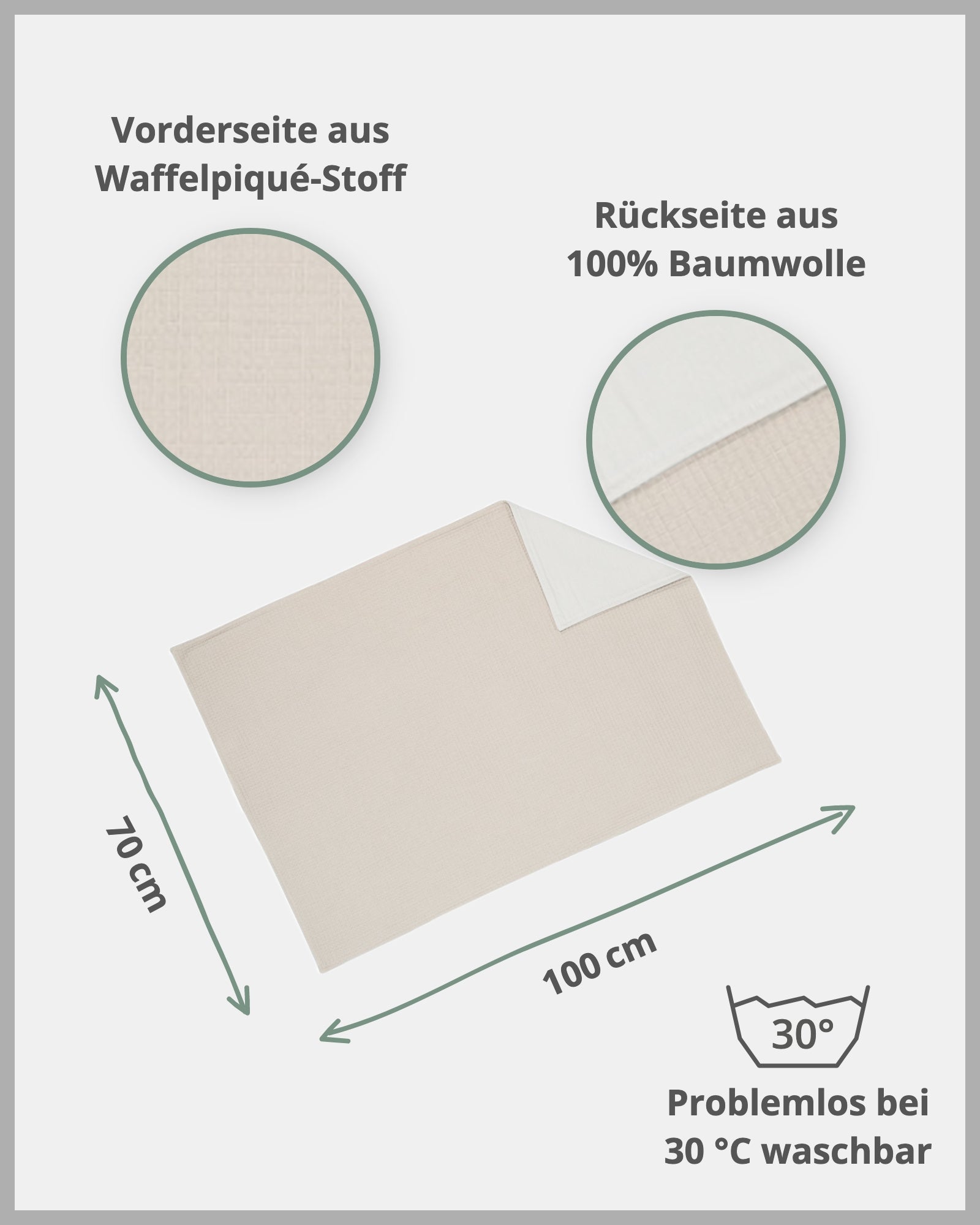 Babydecke Waffelpiqué Sand-ULLENBOOM Baby