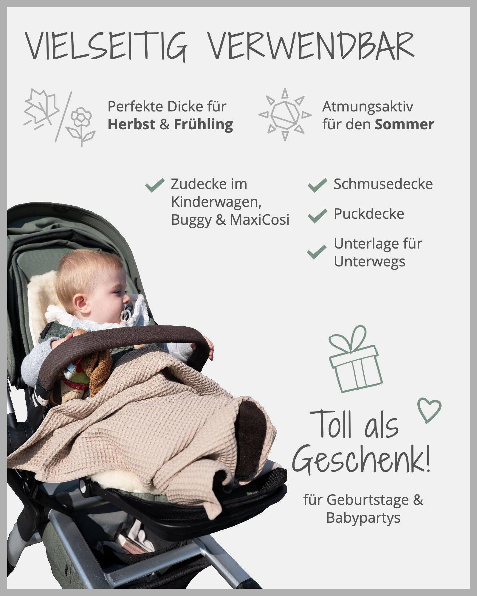 Babydecke Waffelpiqué Sand-ULLENBOOM Baby