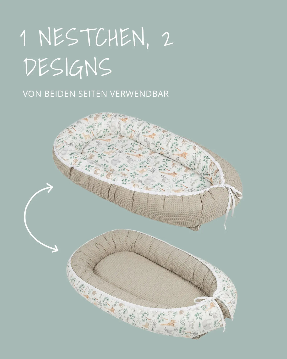 Das Babynest ist wendbar und von beiden Seiten nutzbar