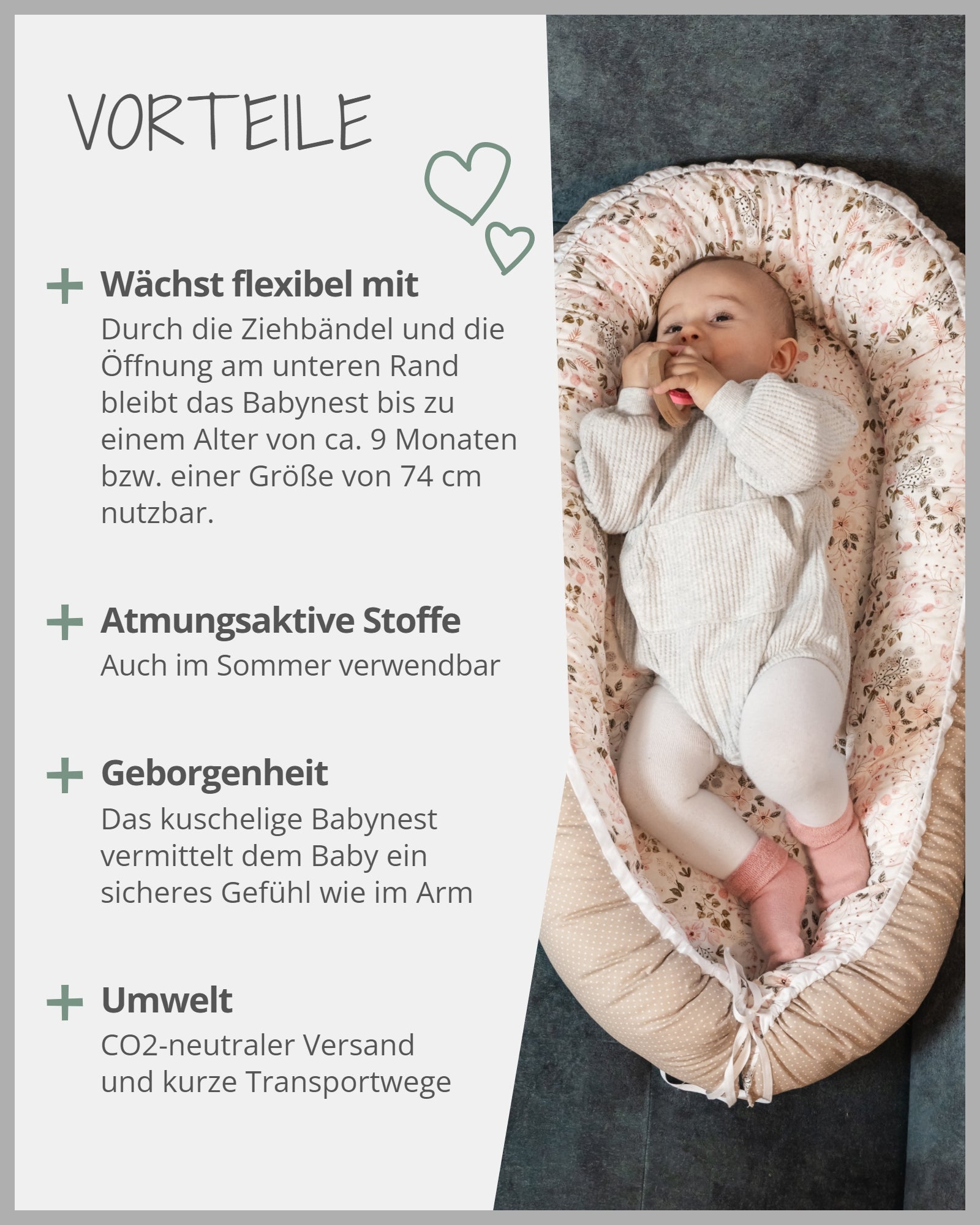 Babynest ROSA BLÜTEN-ULLENBOOM Baby