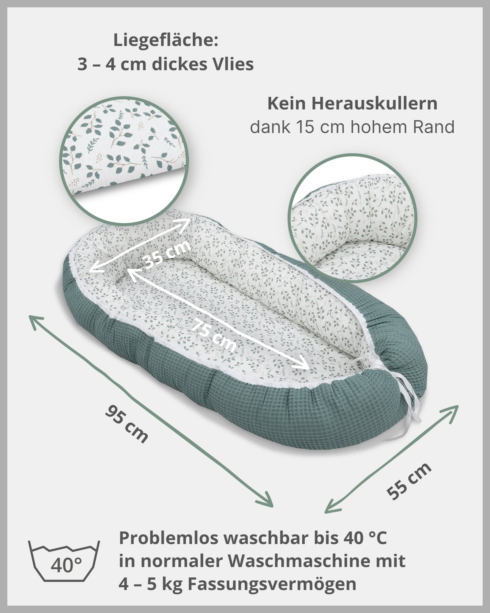 Babynest Floral Grün-ULLENBOOM Baby