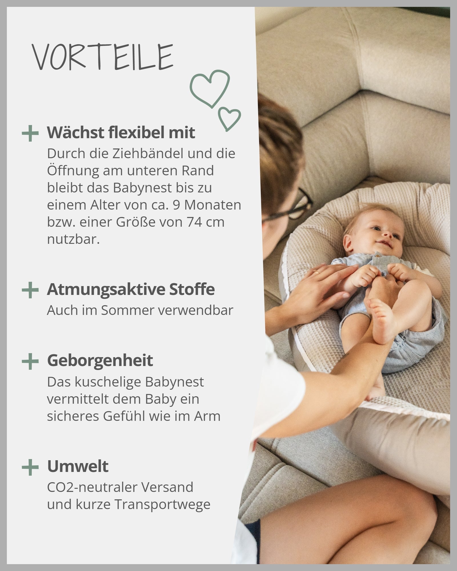 Babynest Waffelpiqué GRAU-ULLENBOOM Baby