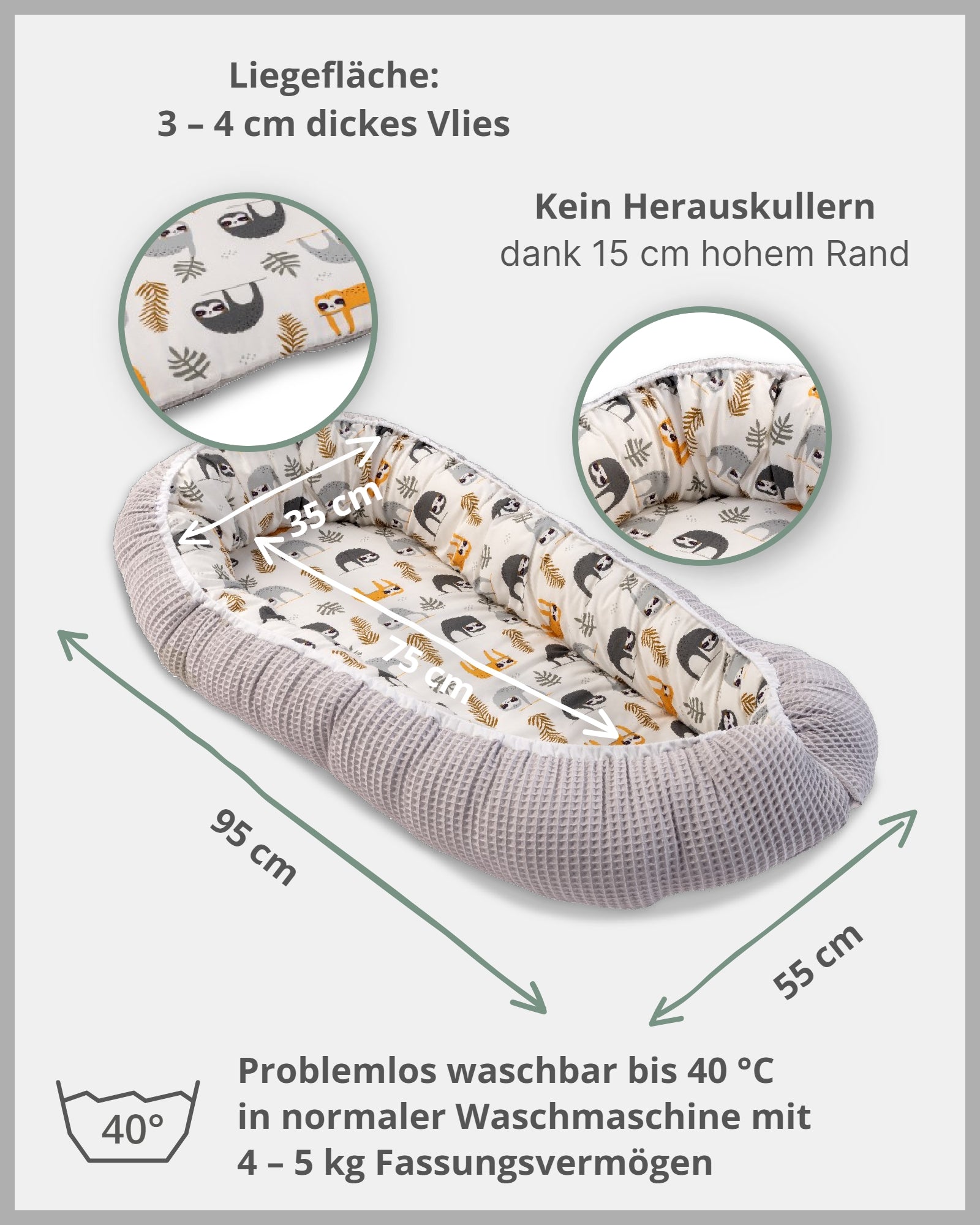 Babynest GRAU FAULTIERE-ULLENBOOM Baby