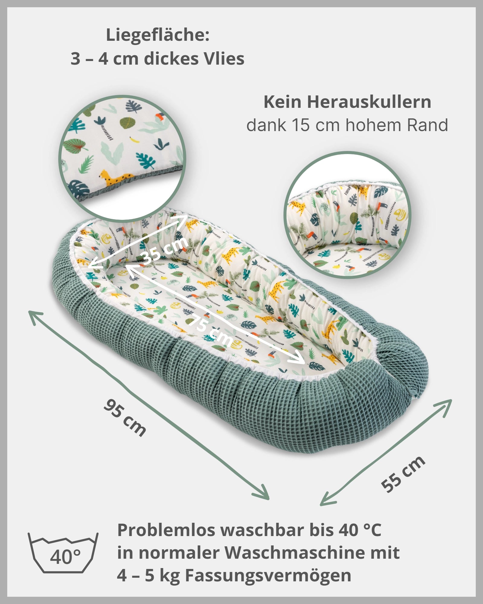 Babynest SALBEIGRÜN REGENWALD-ULLENBOOM Baby