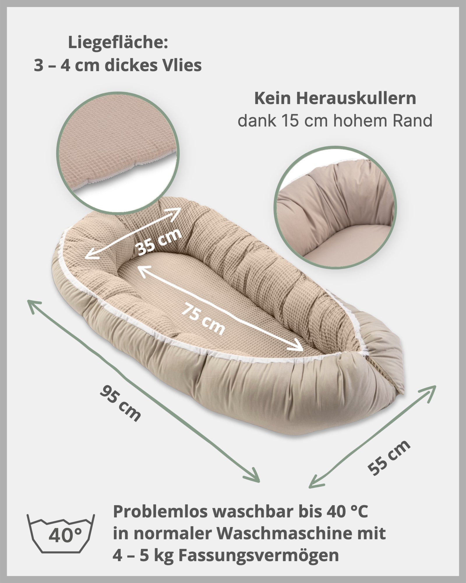 Babynest Waffelpiqué Sand-ULLENBOOM Baby