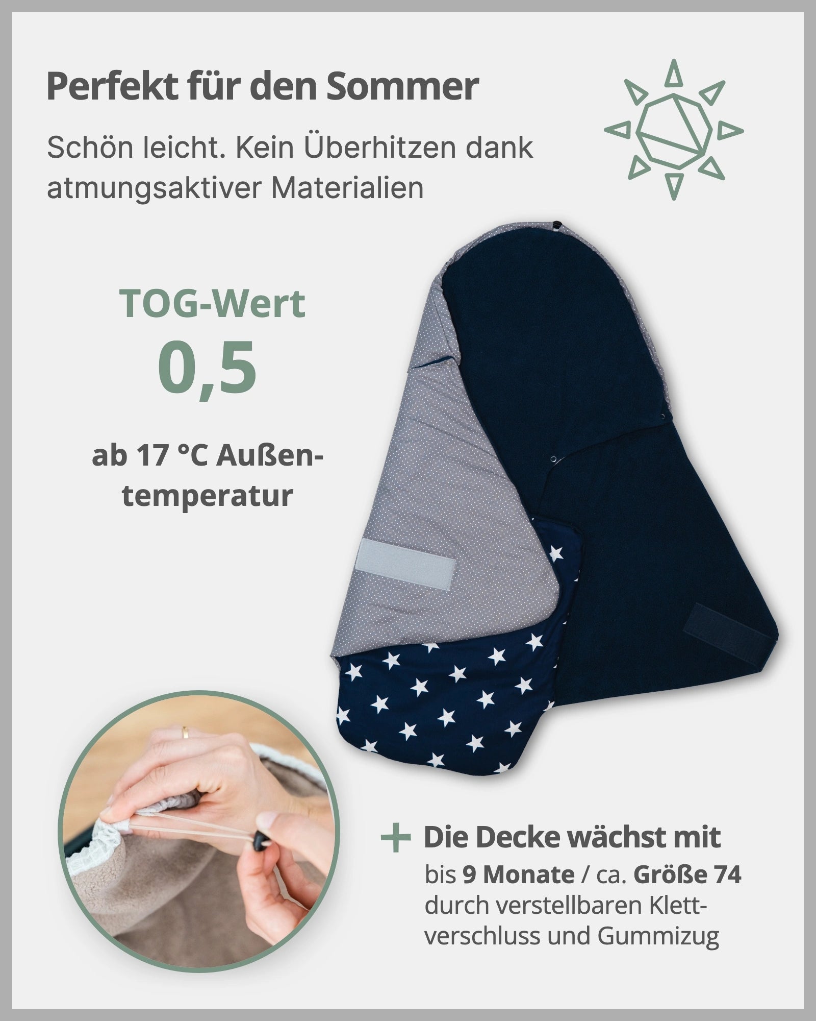 Einschlagdecke BLAU HELLBLAU GRAU-ULLENBOOM Baby