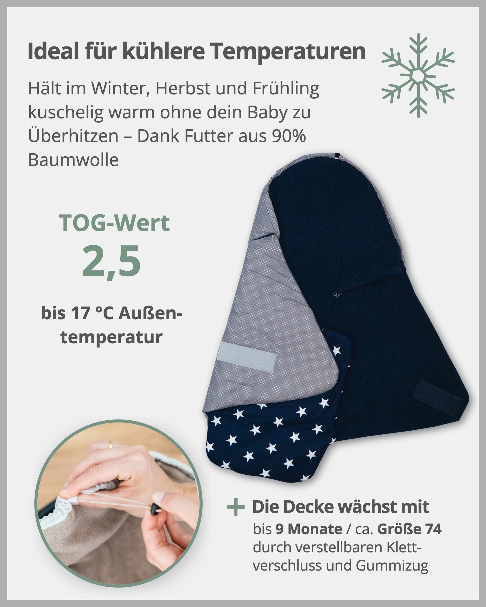 Einschlagdecke Blau Hellblau Grau-ULLENBOOM Baby