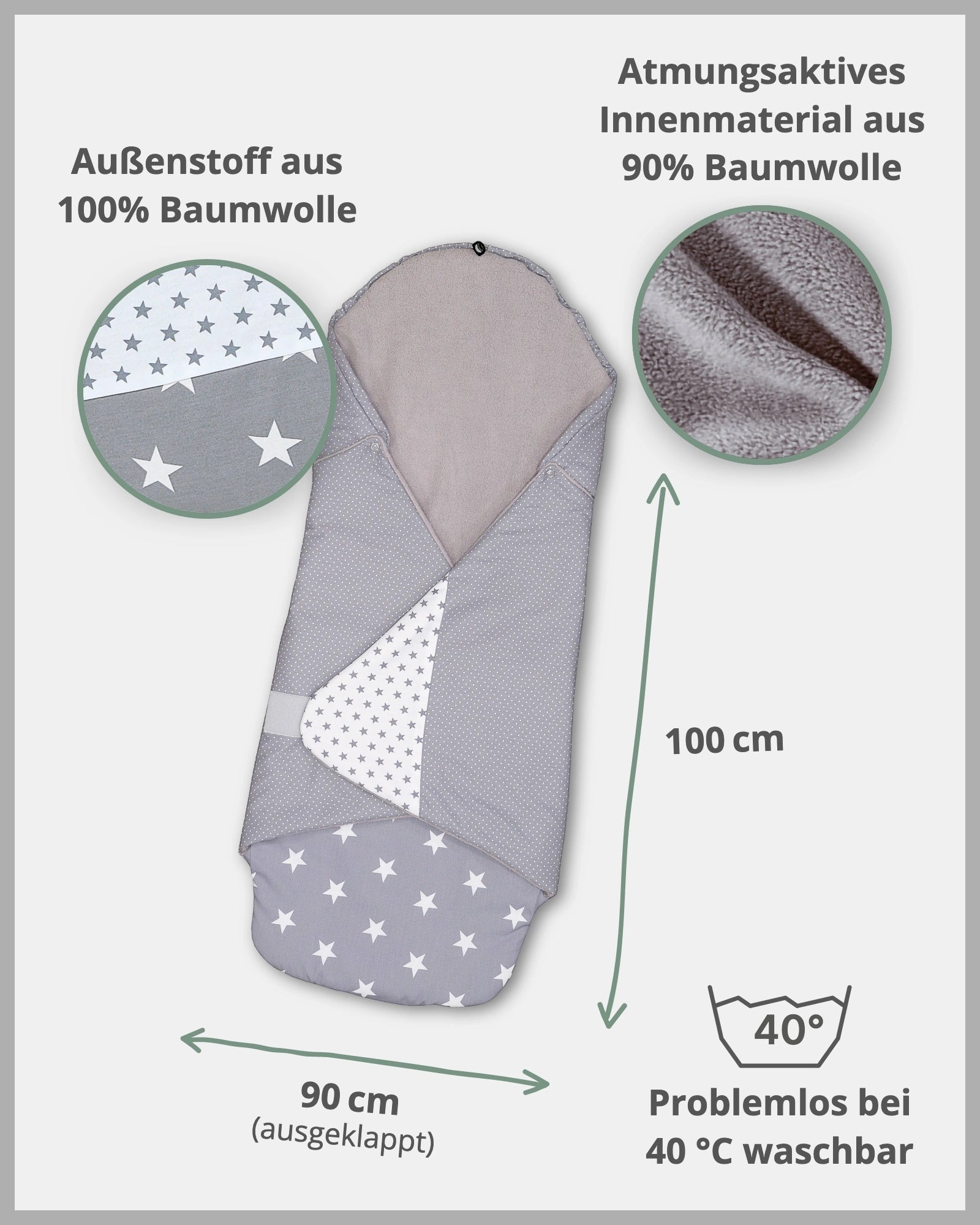 Einschlagdecke GRAUE STERNE-ULLENBOOM Baby
