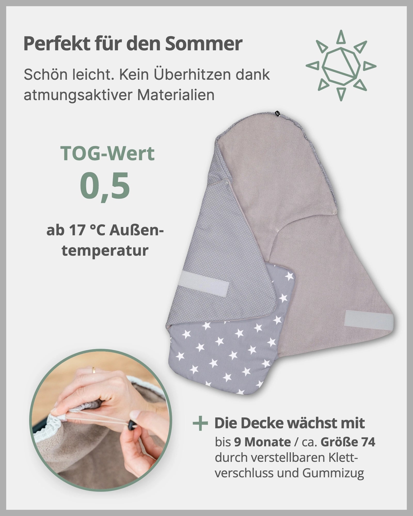 Einschlagdecke GRAUE STERNE-ULLENBOOM Baby