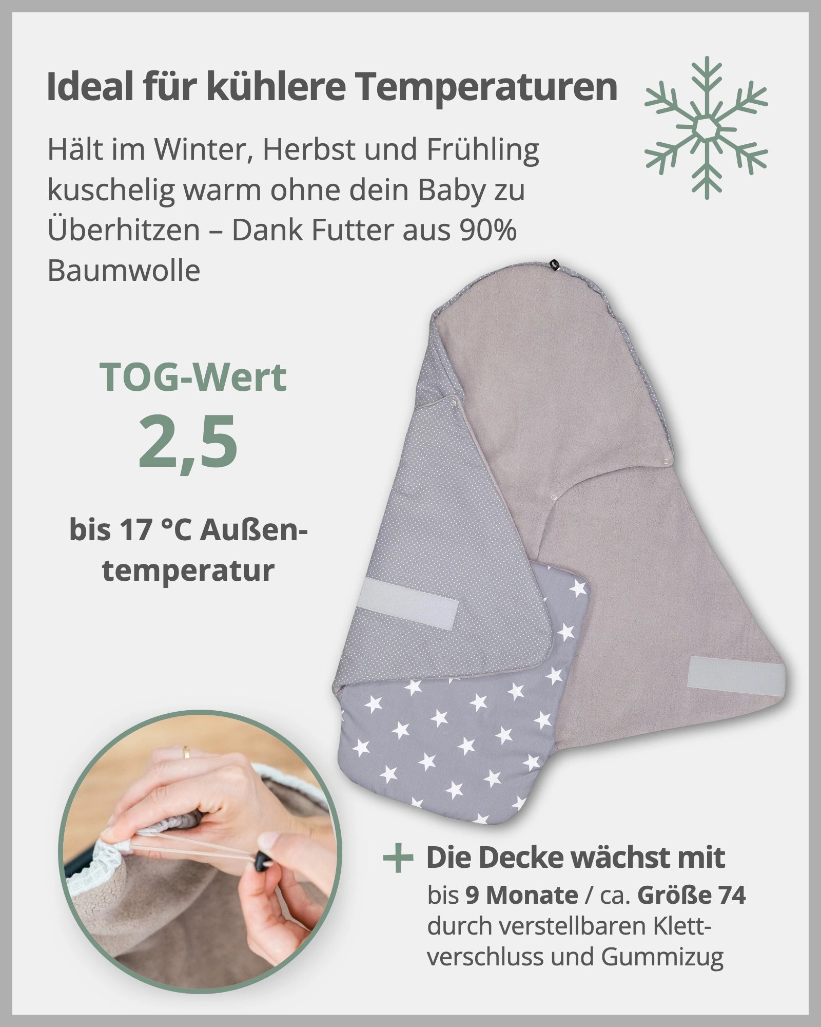 Einschlagdecke GRAUE STERNE-ULLENBOOM Baby