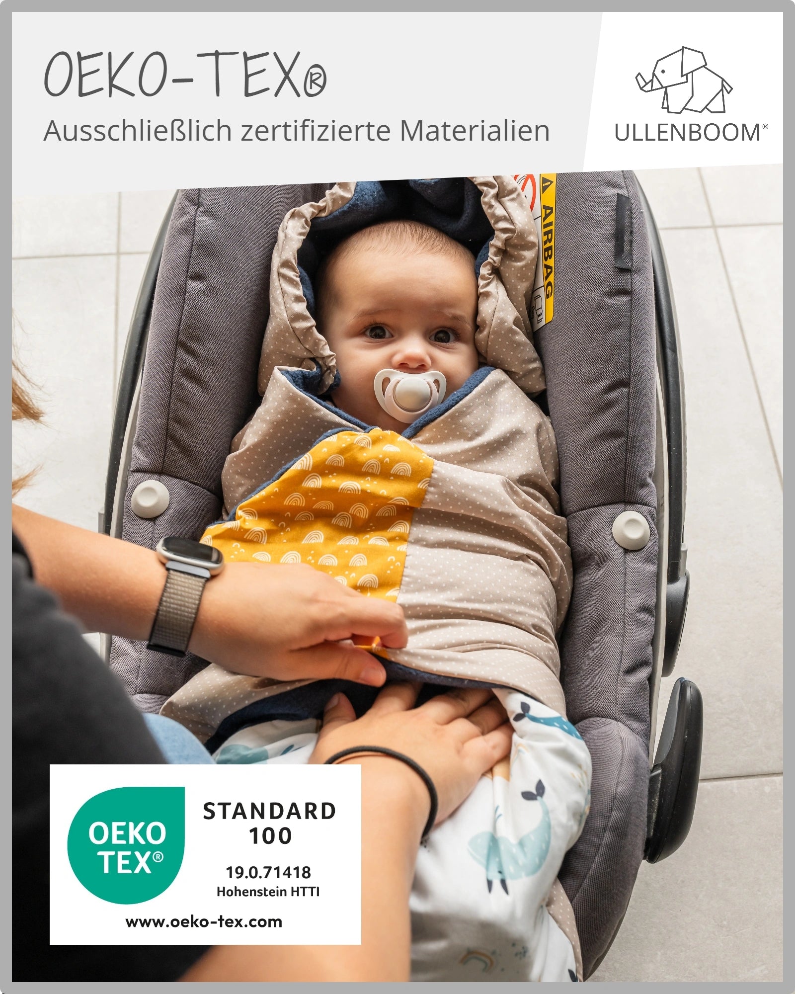 Einschlagdecke Mint Grau-ULLENBOOM Baby