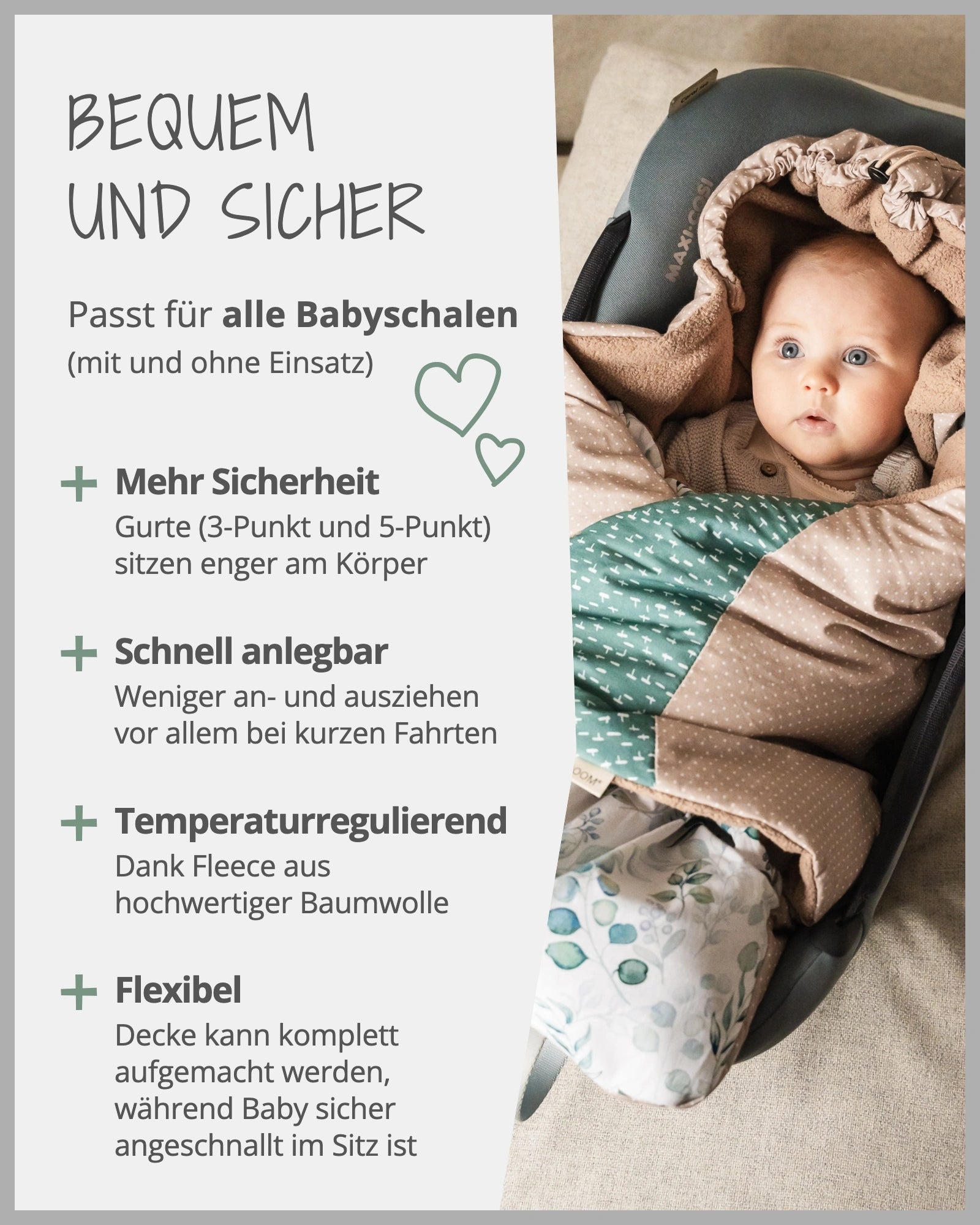 Einschlagdecke MINT GRAU-ULLENBOOM Baby