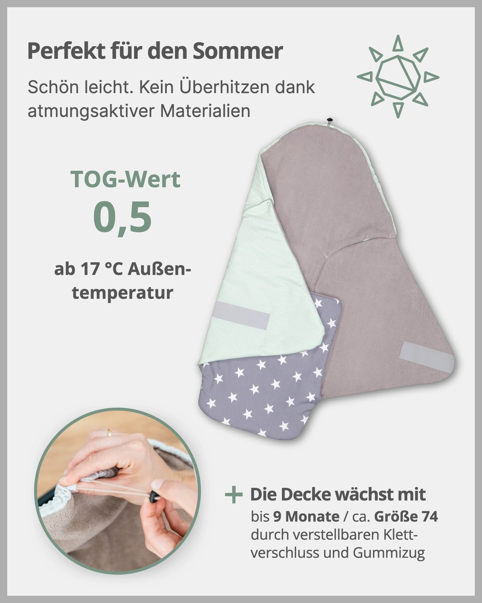 Einschlagdecke MINT GRAU-ULLENBOOM Baby
