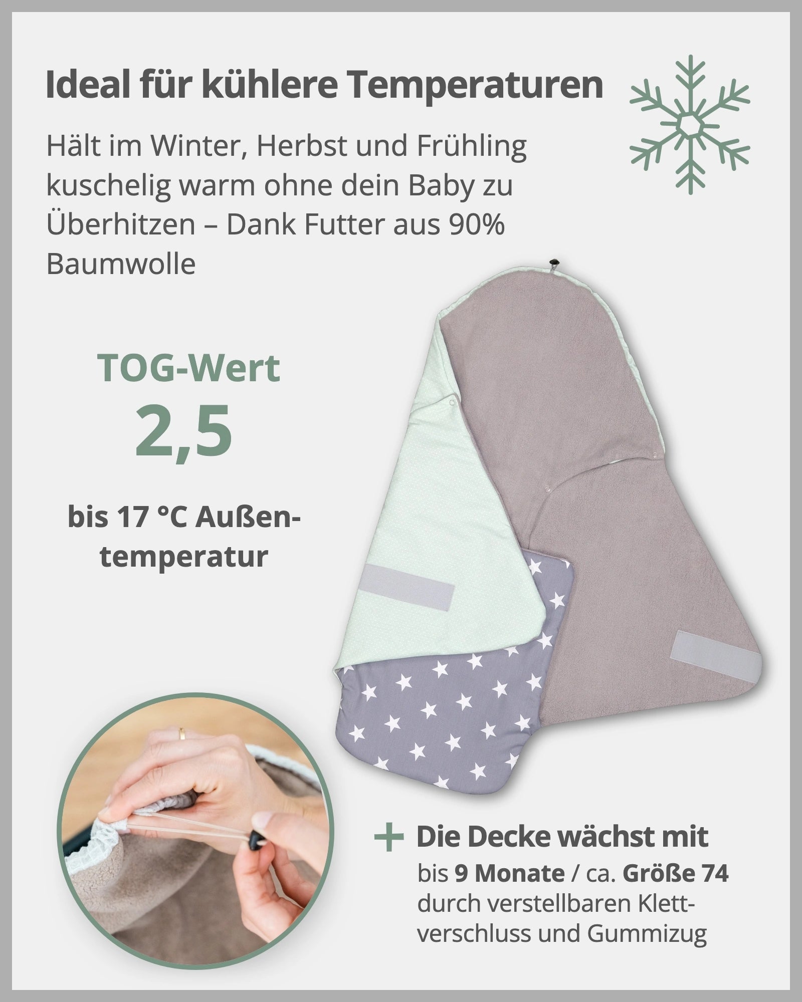 Einschlagdecke MINT GRAU-ULLENBOOM Baby