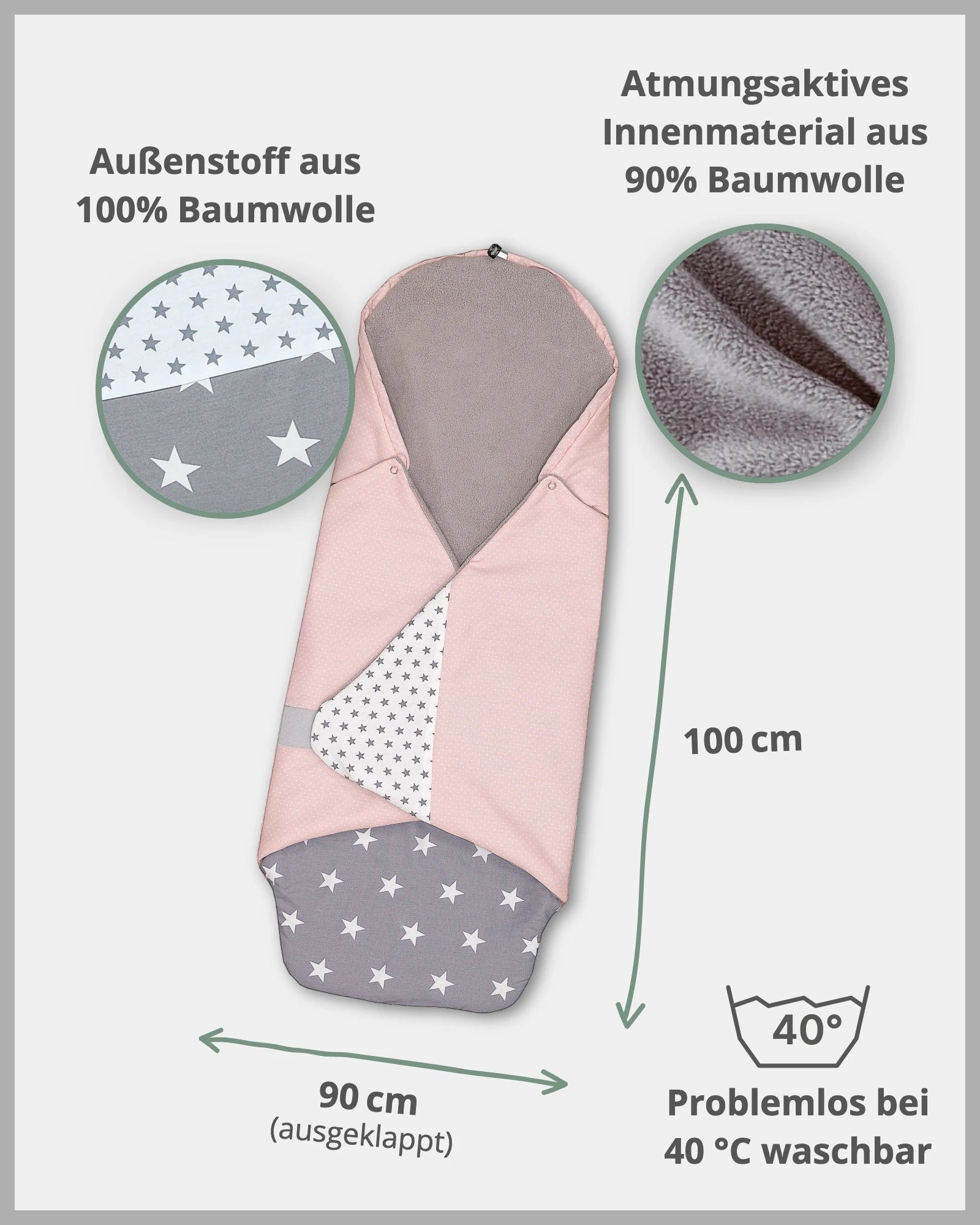 Einschlagdecke ROSA GRAU-ULLENBOOM Baby