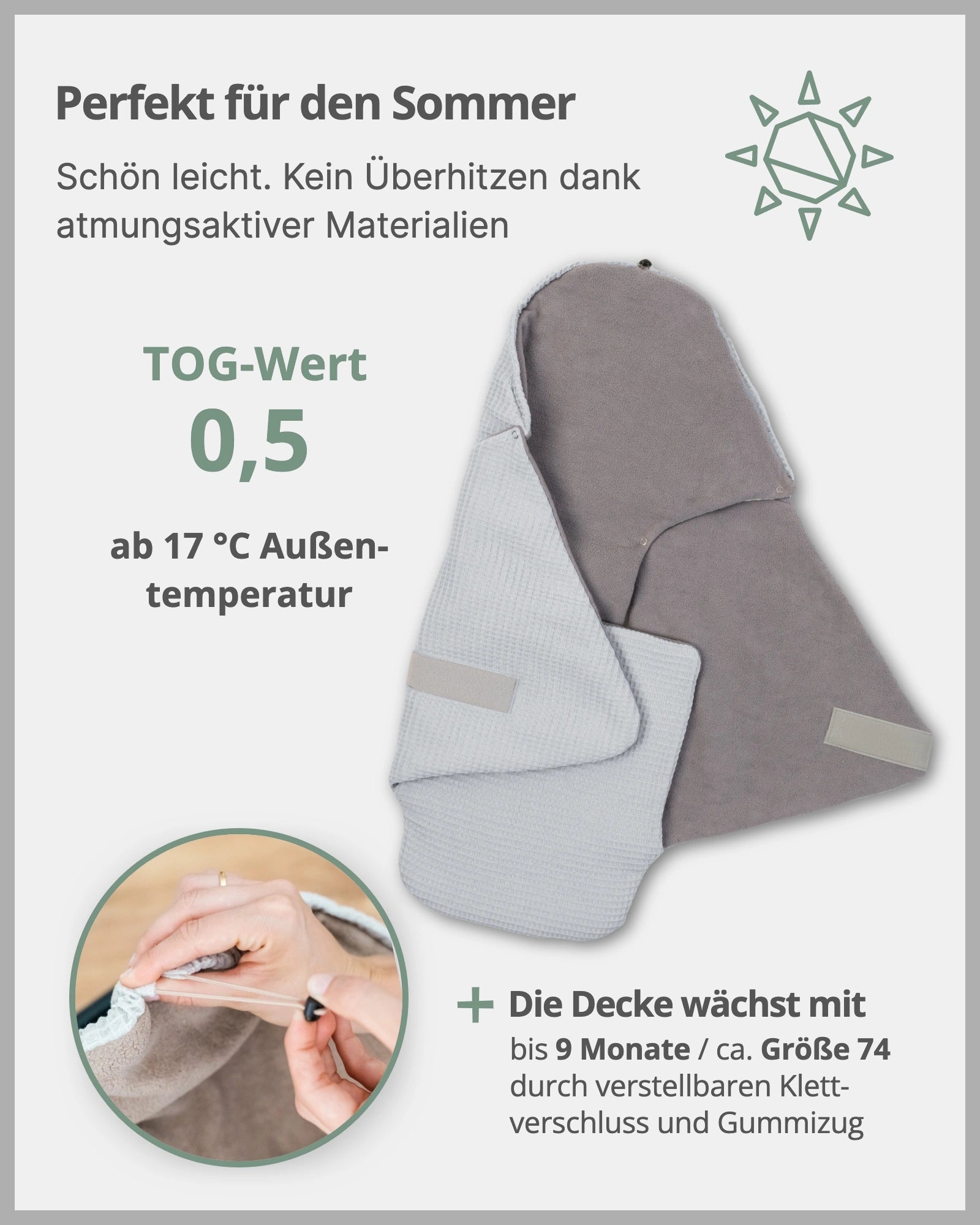 Einschlagdecke Waffelpiqué GRAU-ULLENBOOM Baby