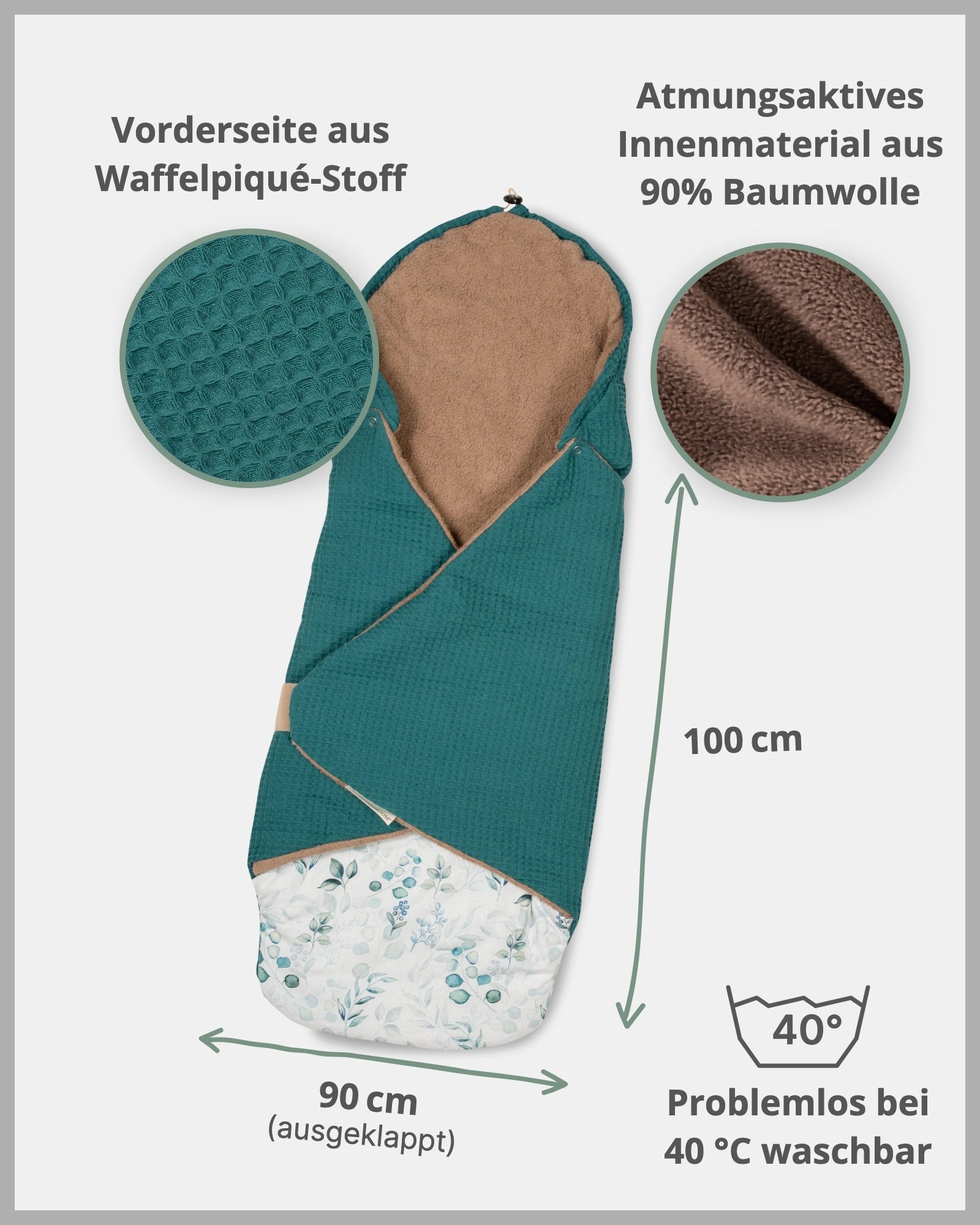 Einschlagdecke EUKALYPTUS-PETROL-ULLENBOOM Baby