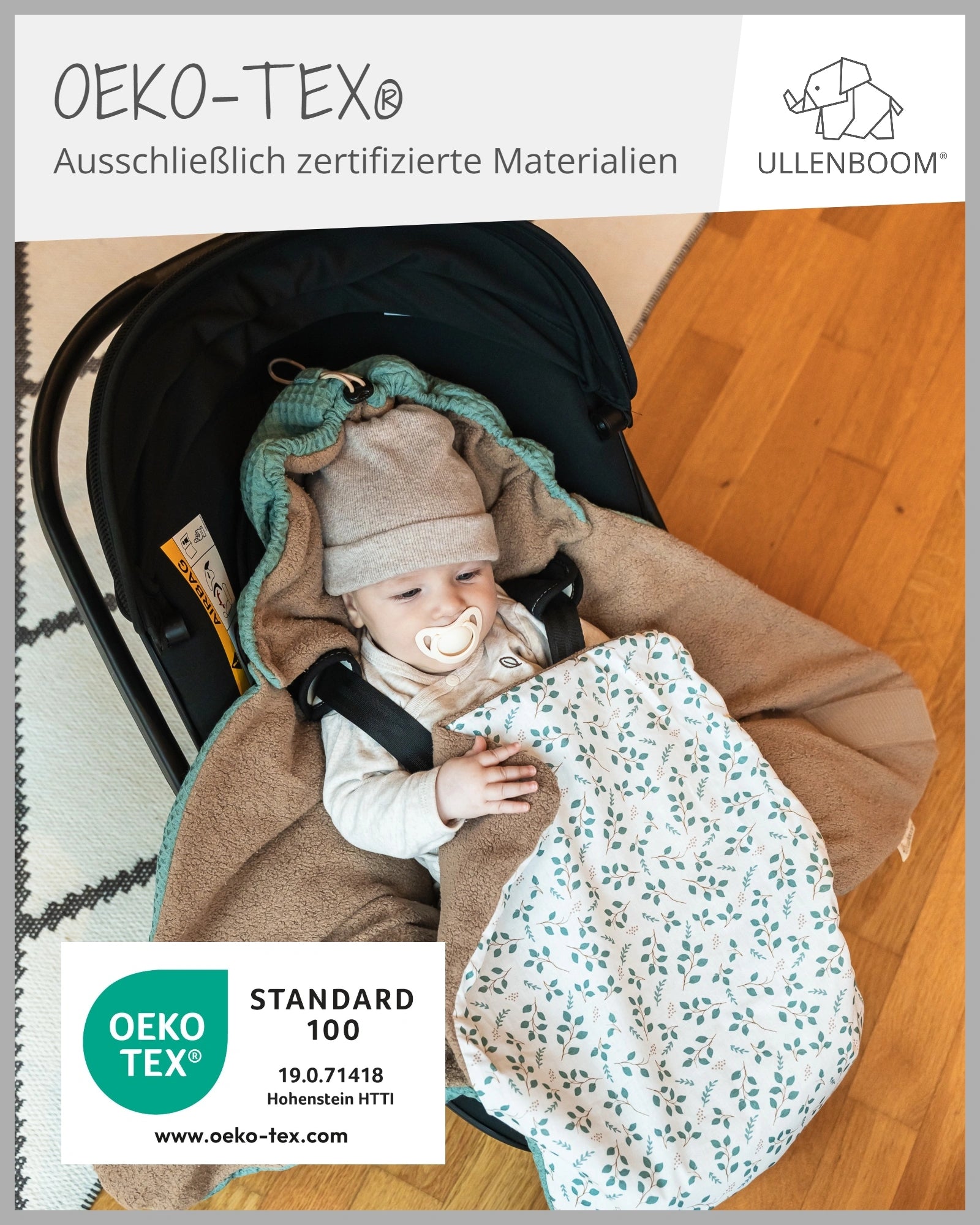 Einschlagdecke FLORAL GRÜN-ULLENBOOM Baby