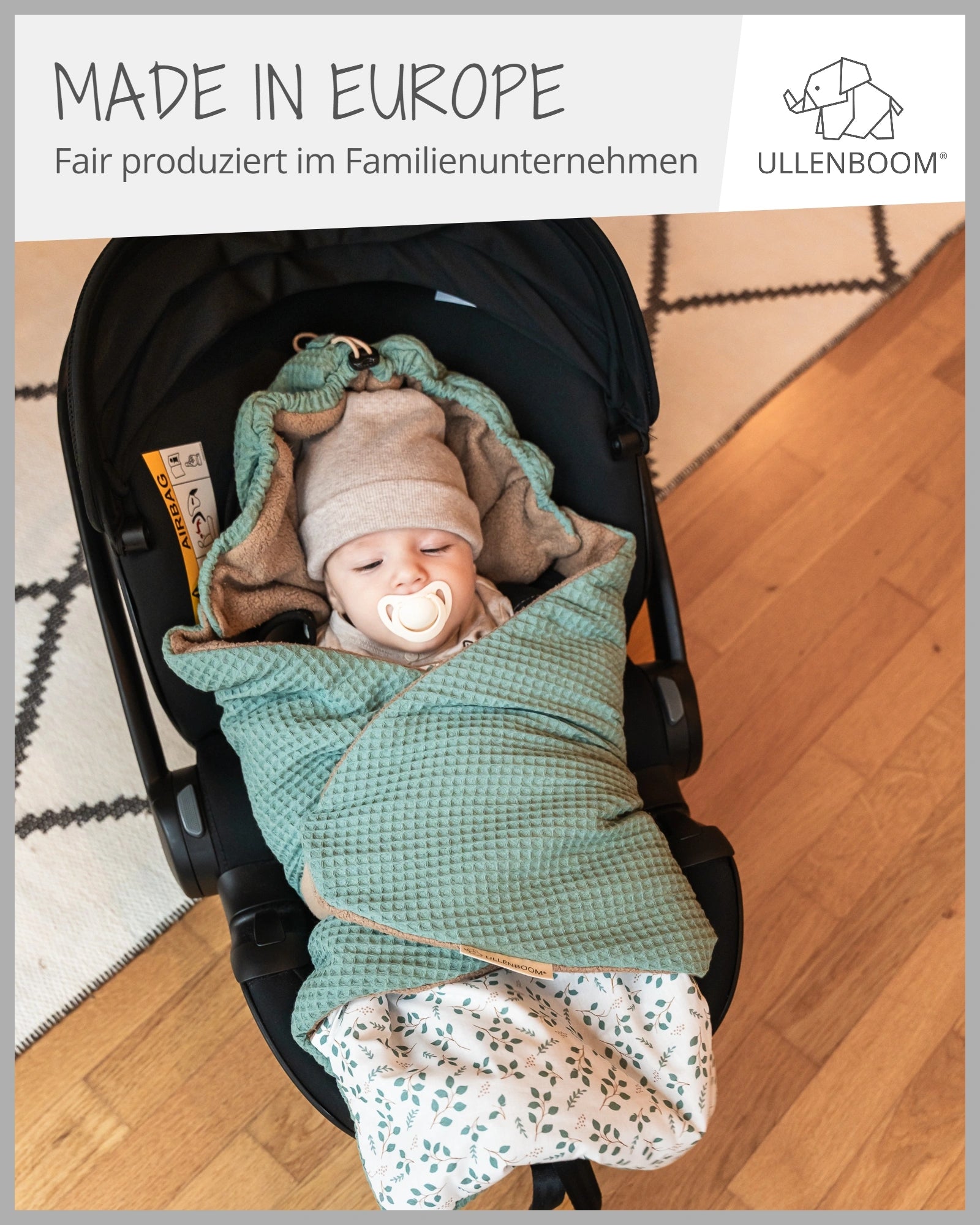 Einschlagdecke FLORAL GRÜN-ULLENBOOM Baby