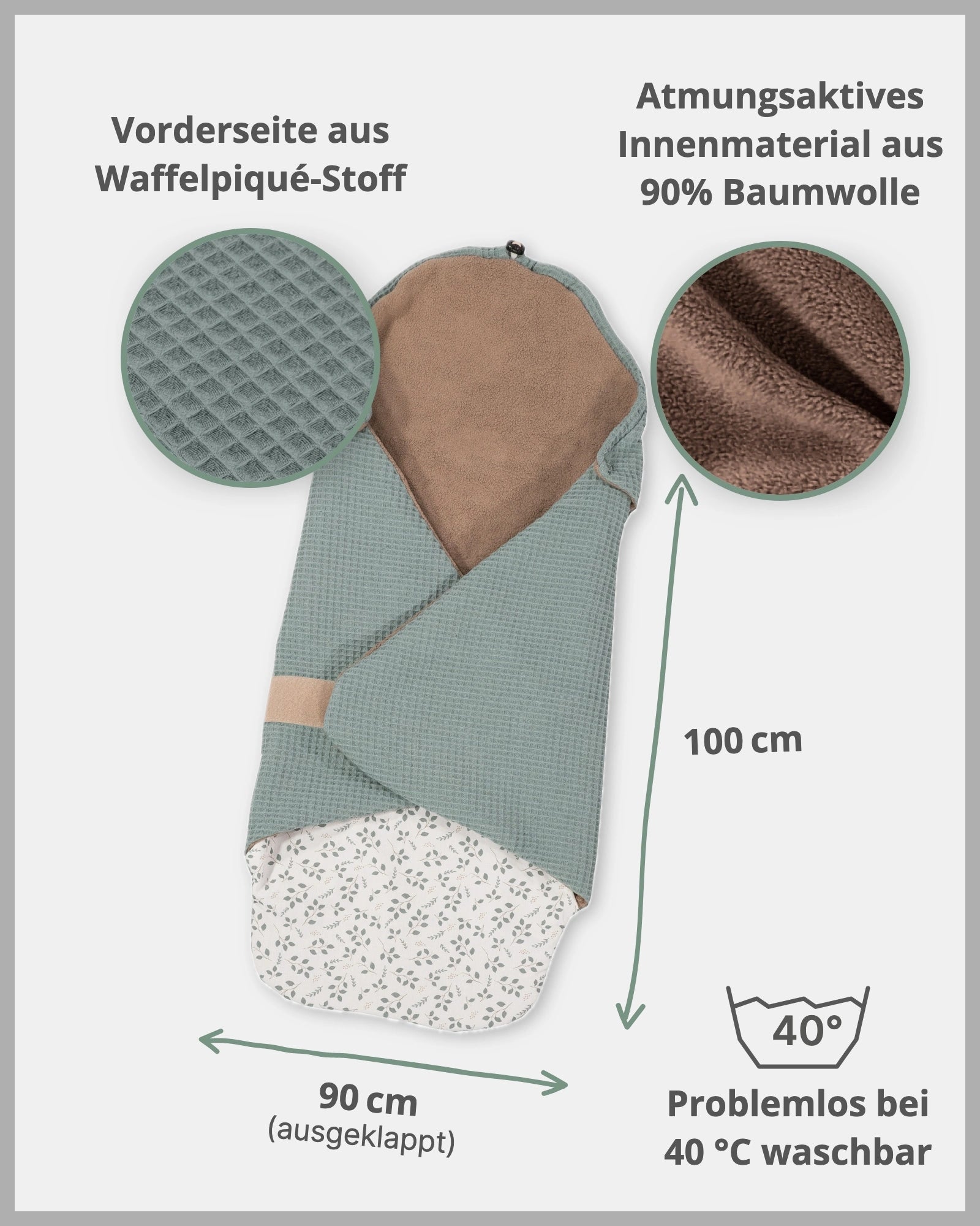 Einschlagdecke FLORAL GRÜN-ULLENBOOM Baby