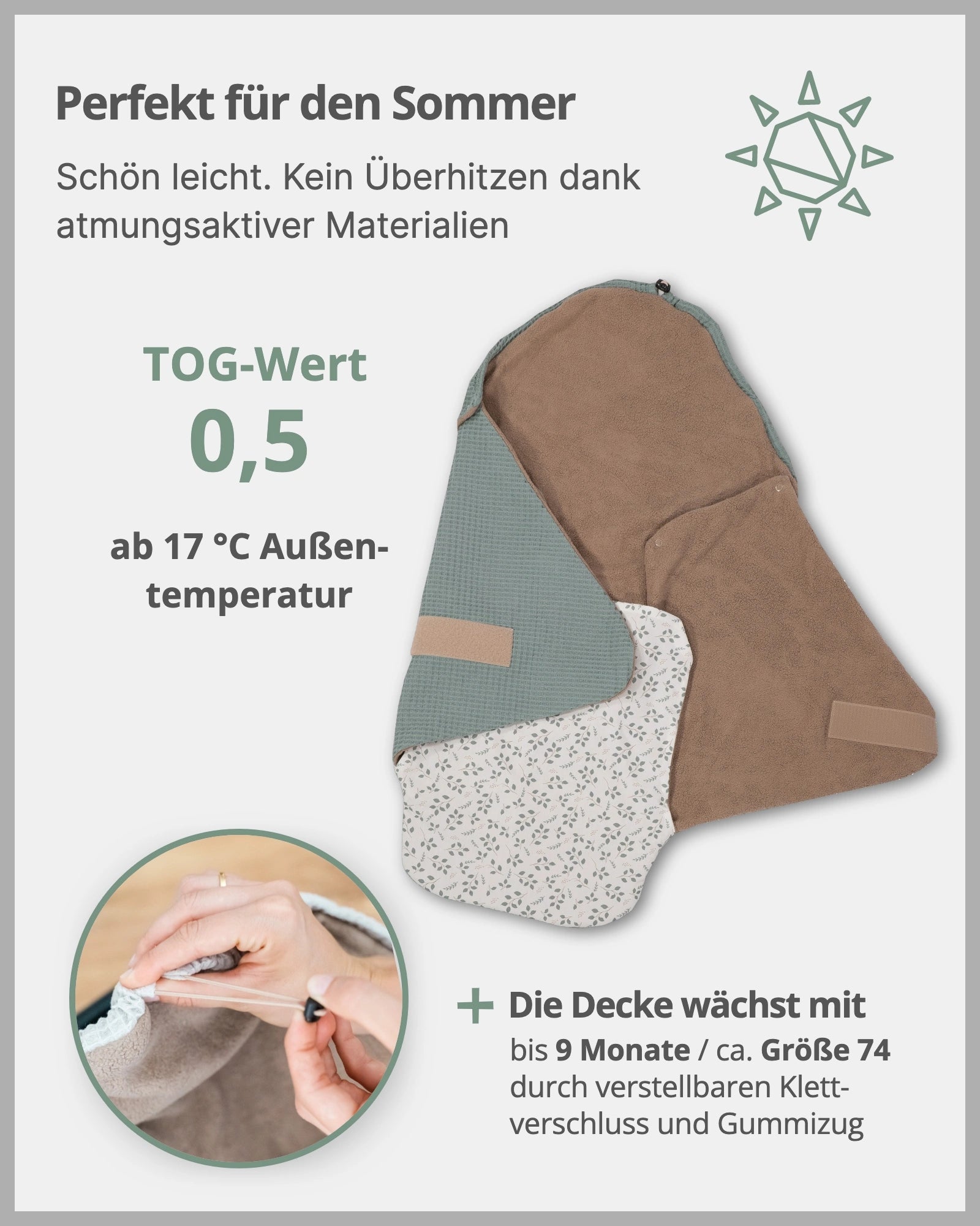 Einschlagdecke FLORAL GRÜN-ULLENBOOM Baby