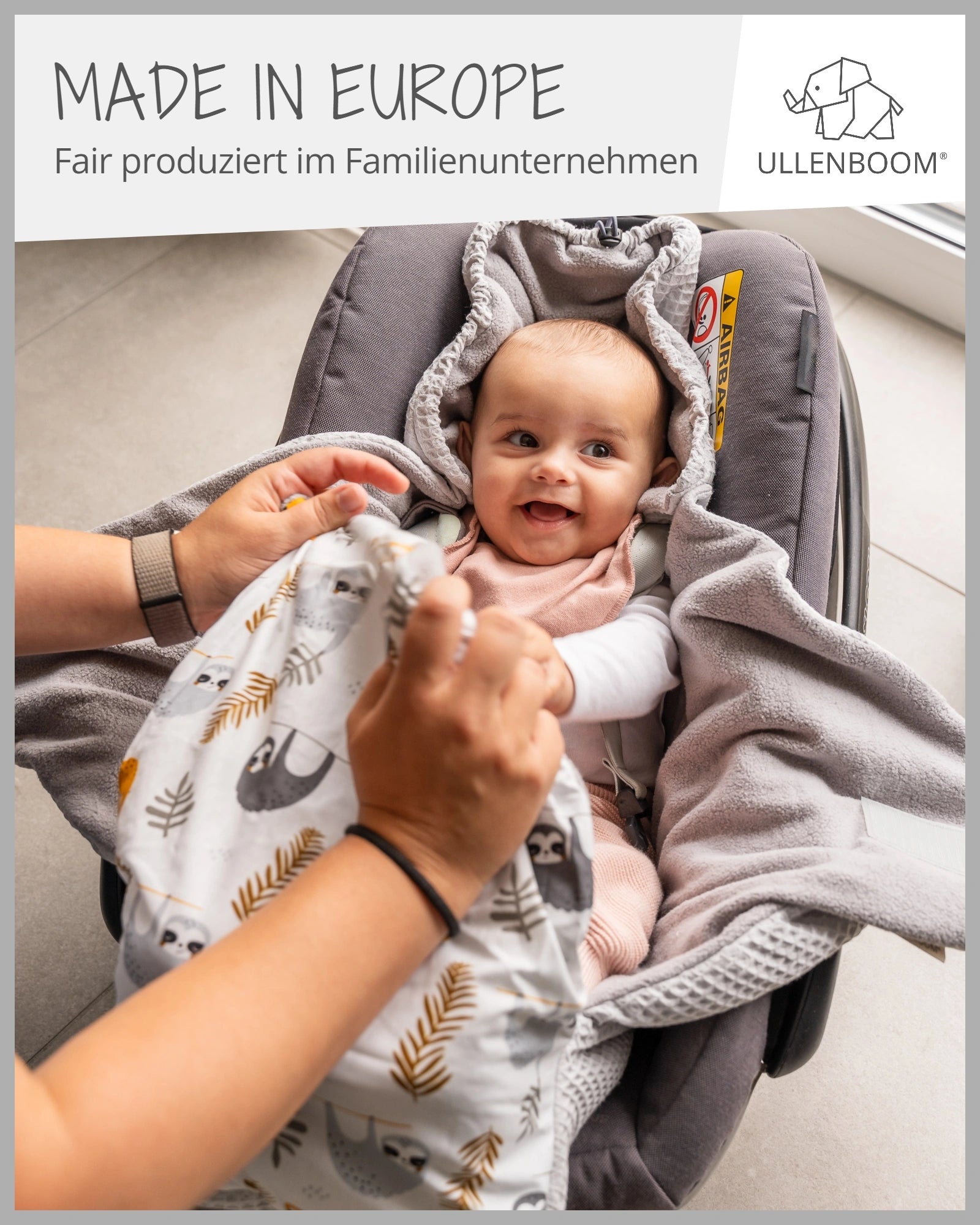 Einschlagdecke GRAU FAULTIERE-ULLENBOOM Baby